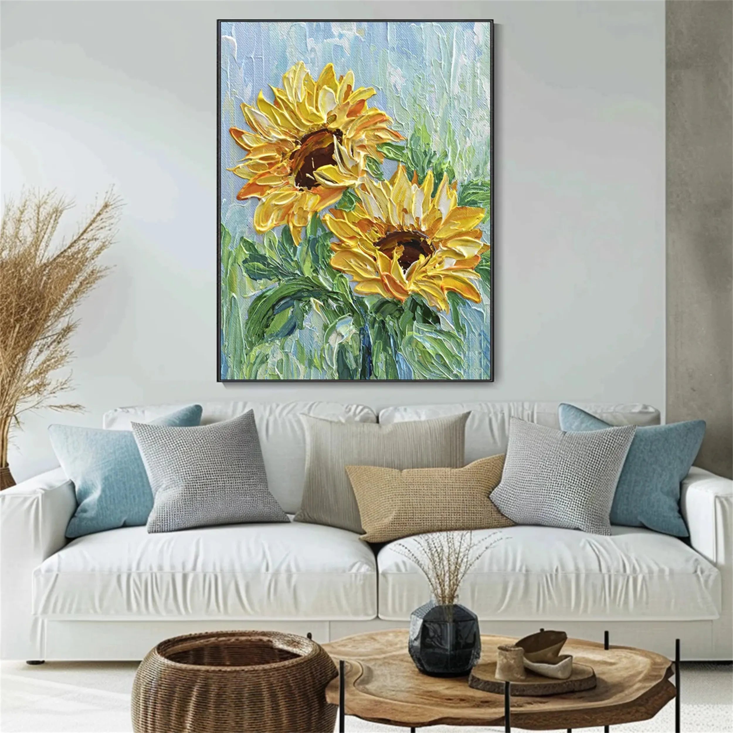 Beautiful Flower and Tree Painting #FT080 - Handmade Canvas Art for Home Decor, Living Room, Bedroom & Office Wall