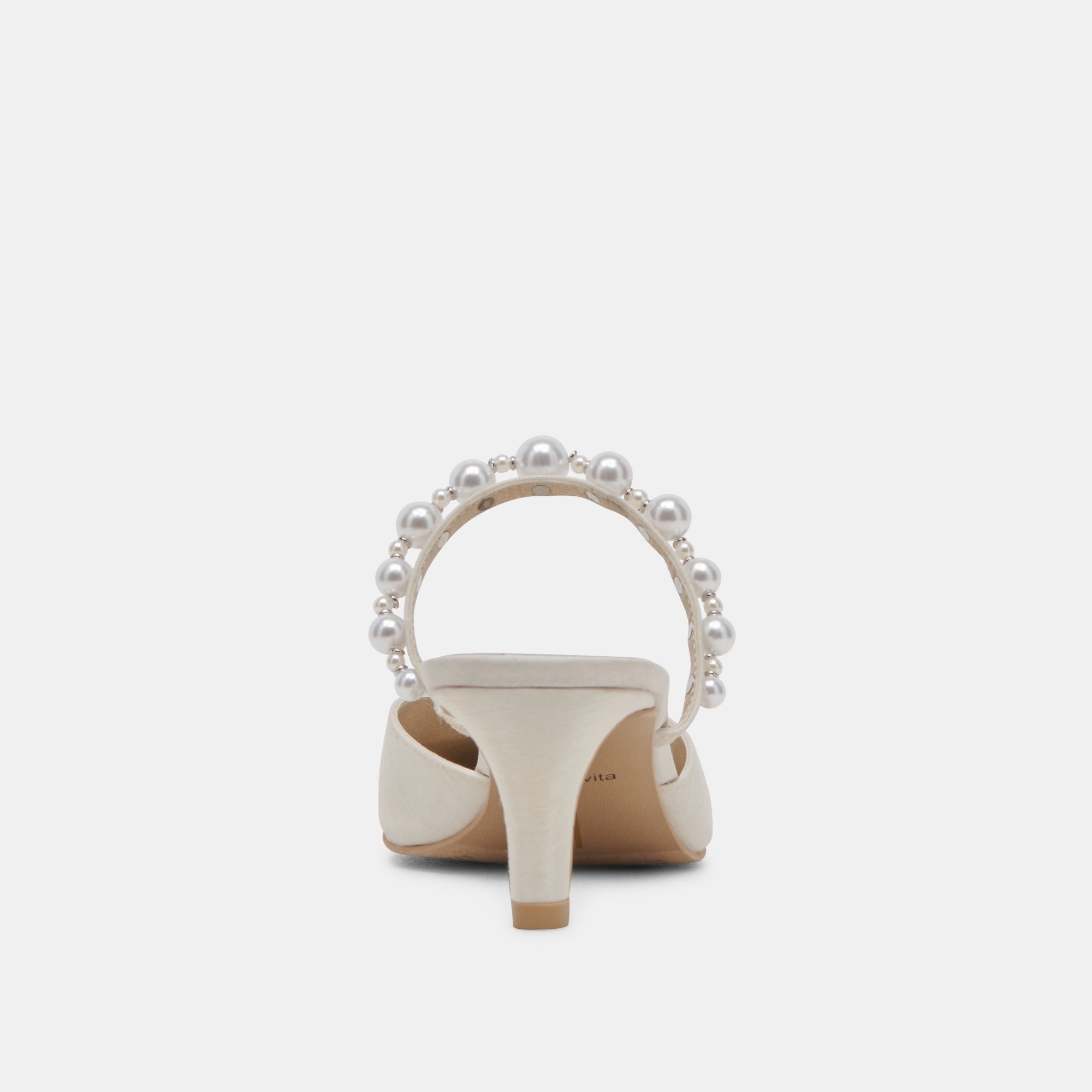 KANIKA Pearl Mid Heels - Women's Vanilla Pearl Embellished Pumps for Weddings, Parties & Formal Events