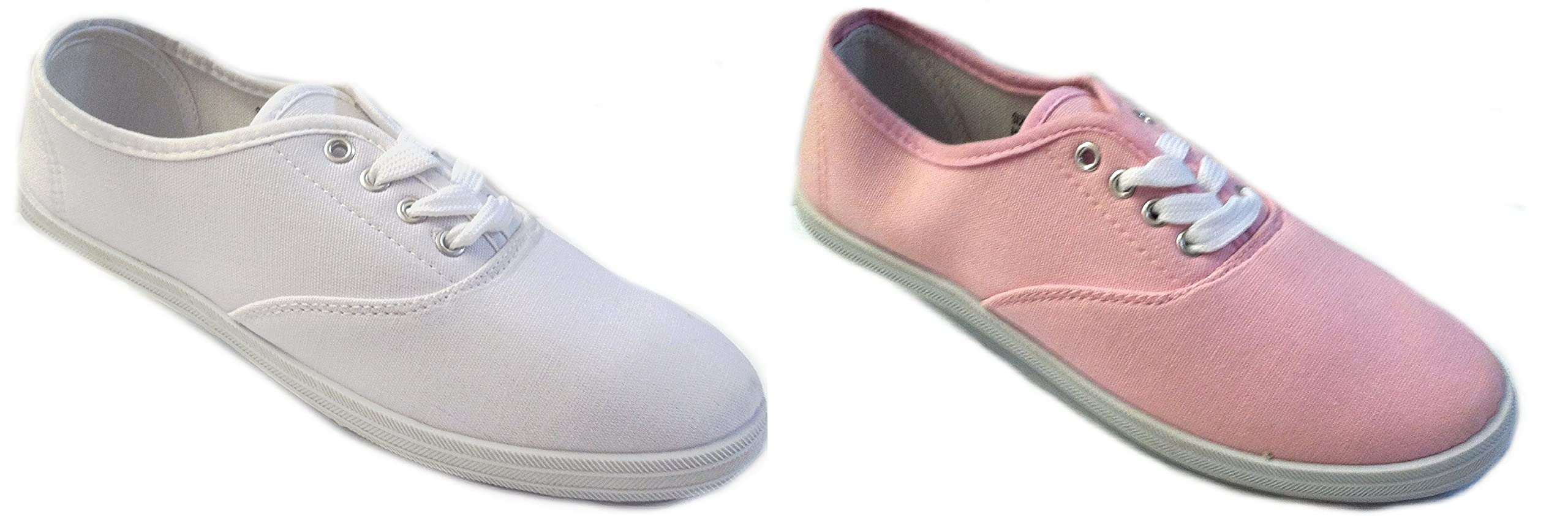 Shoes8teen Women's Canvas Lace-Up Sneakers - 2 Pack Comfortable Casual Shoes for Walking, Running & Everyday Wear