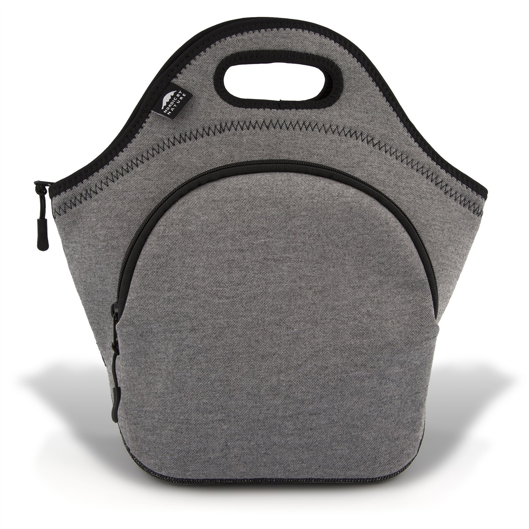 Premium Insulated Lunch Bag for Women & Kids - Large Neoprene Lunch Tote with Soft Cotton Feel, Reusable & Washable, Thick Insulation, Durable Stitching, Outside Pocket (Grey/Black) - Perfect for School, Work, Picnics & Outdoor Activities