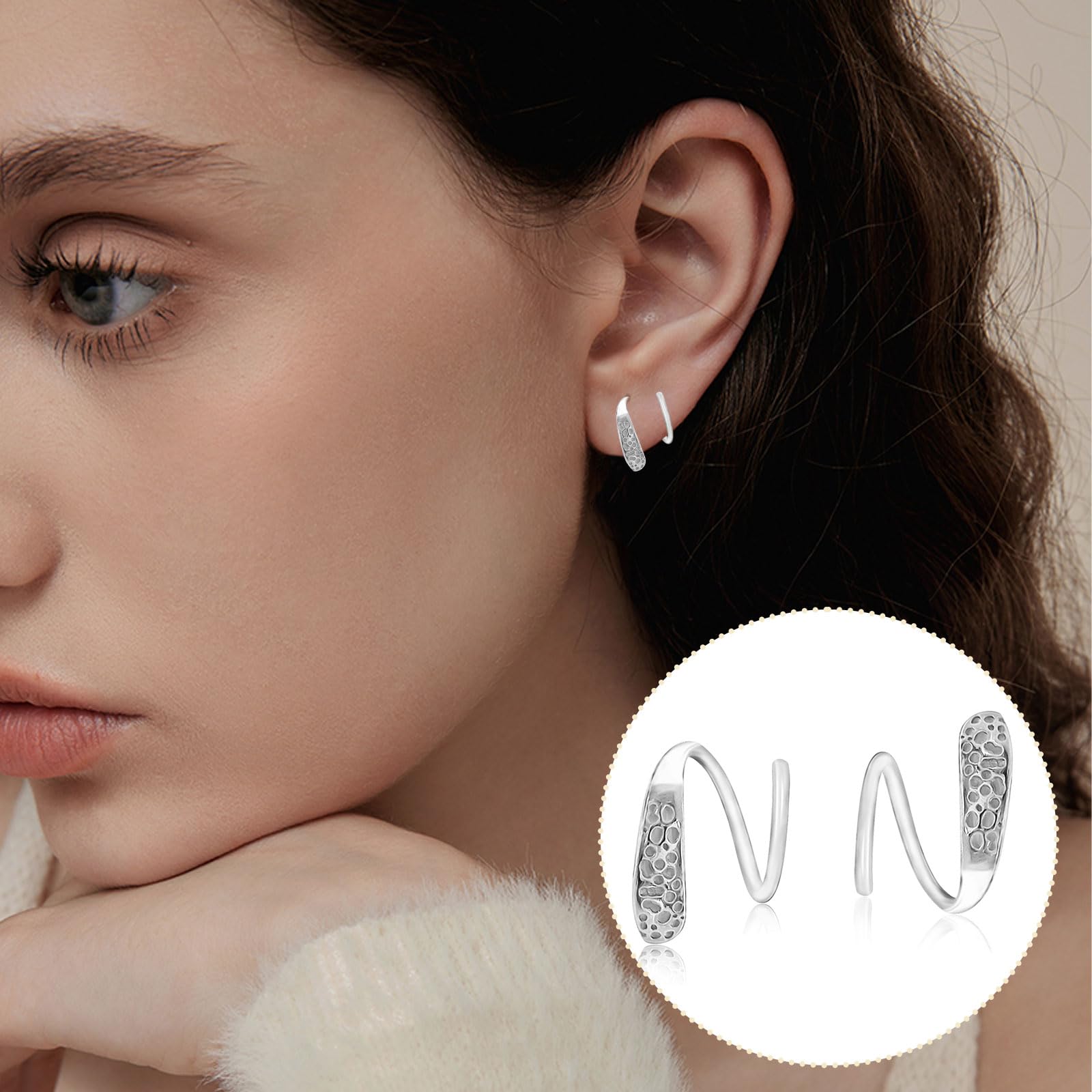 WGXIA Sterling Silver Double Hoop Spiral Twist Earrings for Women - Hypoallergenic Small Hoop Earrings | Perfect Birthday & Valentine's Day Gift for Her | Everyday Wear, Date Night & Special Occasions