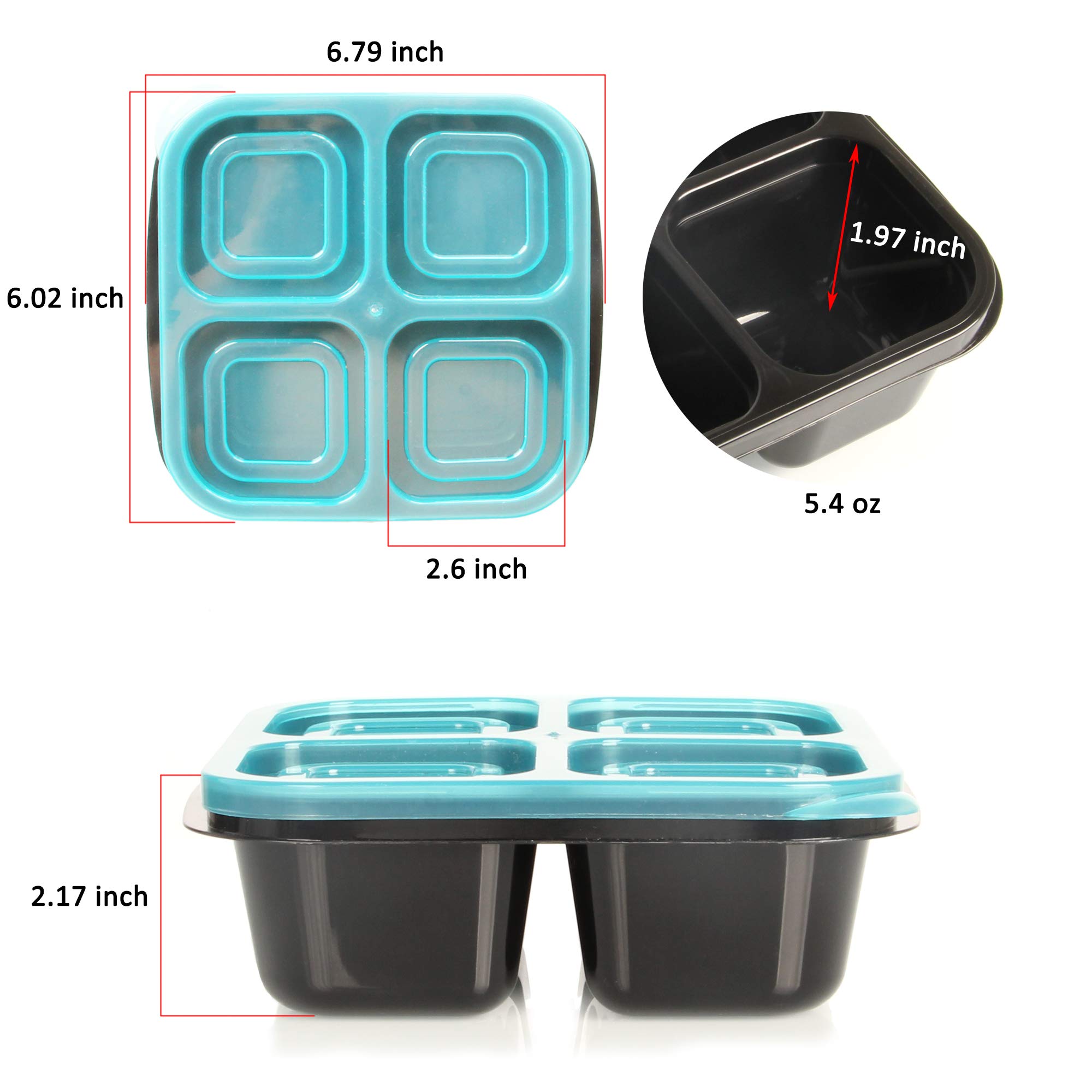 Youngever 8-Pack Rainbow Bento Box Set - 4-Compartment Reusable Food Storage Containers for Snacks, Lunch & Meal Prep | Perfect for School, Office & Picnics