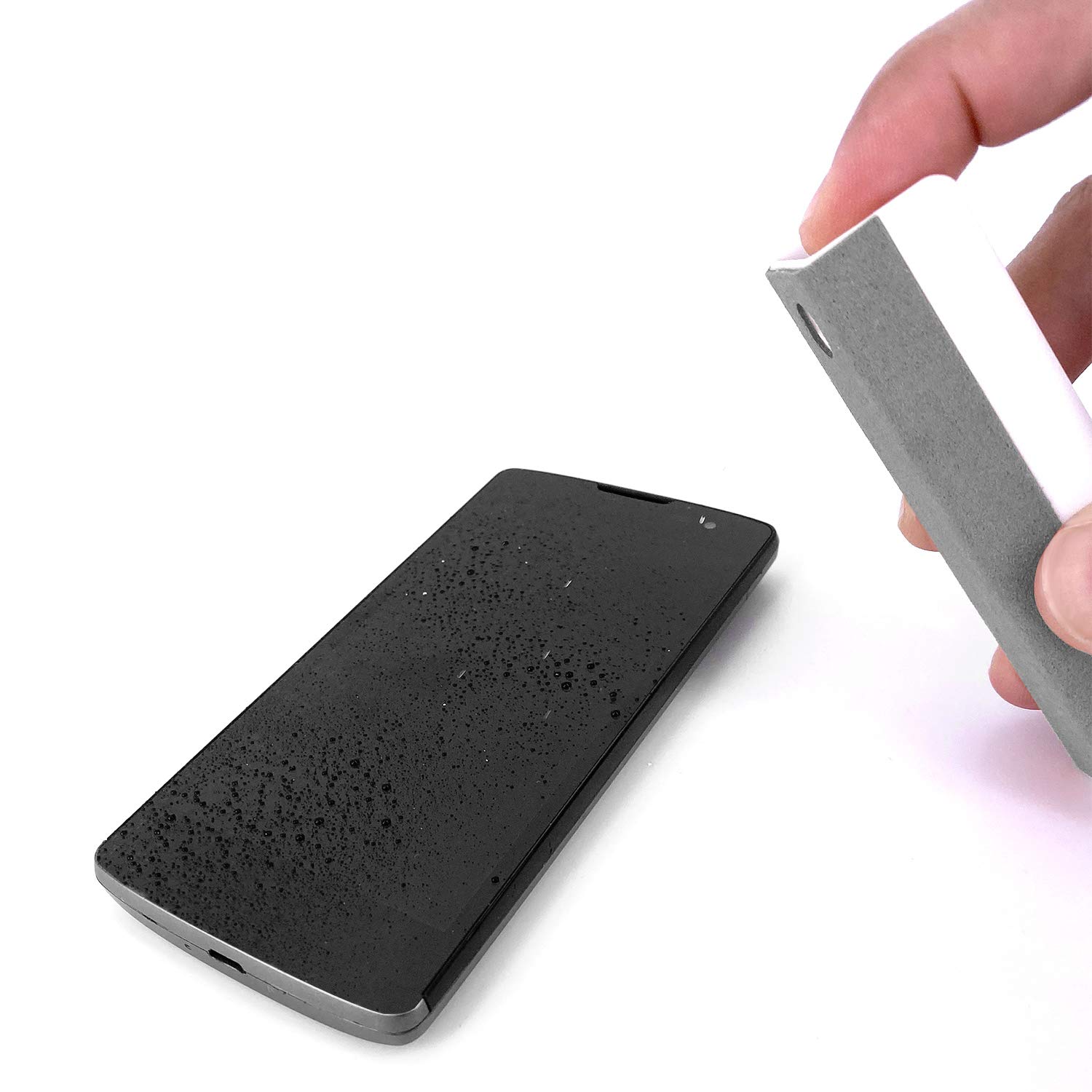 Acuvar 3-in-1 Reusable Anti-Fingerprint Screen Cleaner Spray Kit with Microfiber Cloth & Phone Stand - for iPhone, iPad, Samsung Galaxy, MacBook, Laptop & Car Touchscreen - Perfect for Home, Office & Travel Use (Gray)