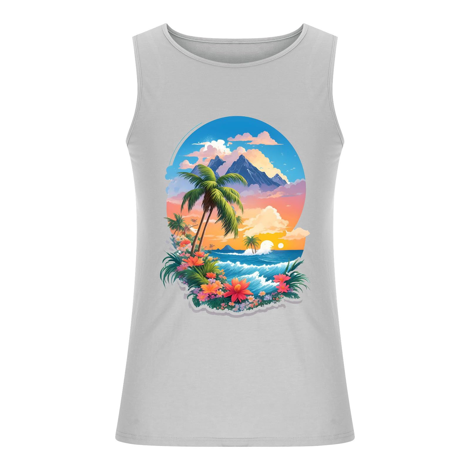 Wodceeke Men's Hawaiian Print Tank Tops - Breathable Sleeveless Gym Shirts for Workout, Beach & Summer Activities | Casual Muscle Undershirt for Sports & Outdoor