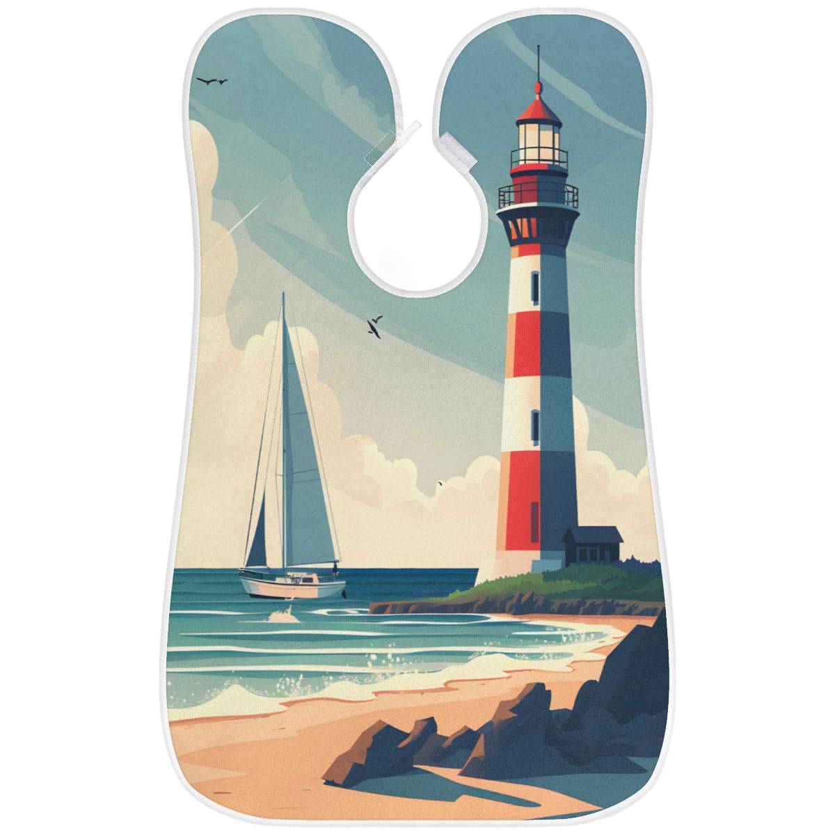 **Cartoon Boat Lighthouse Beard Shaving Bib for Men - Waterproof Hair Dye Apron & Makeup Cape for Women - Sink Hair Catcher for Beard Trimming & Haircut - Perfect Gift for Barbers & Stylists (Great for Home & Salon Use)**