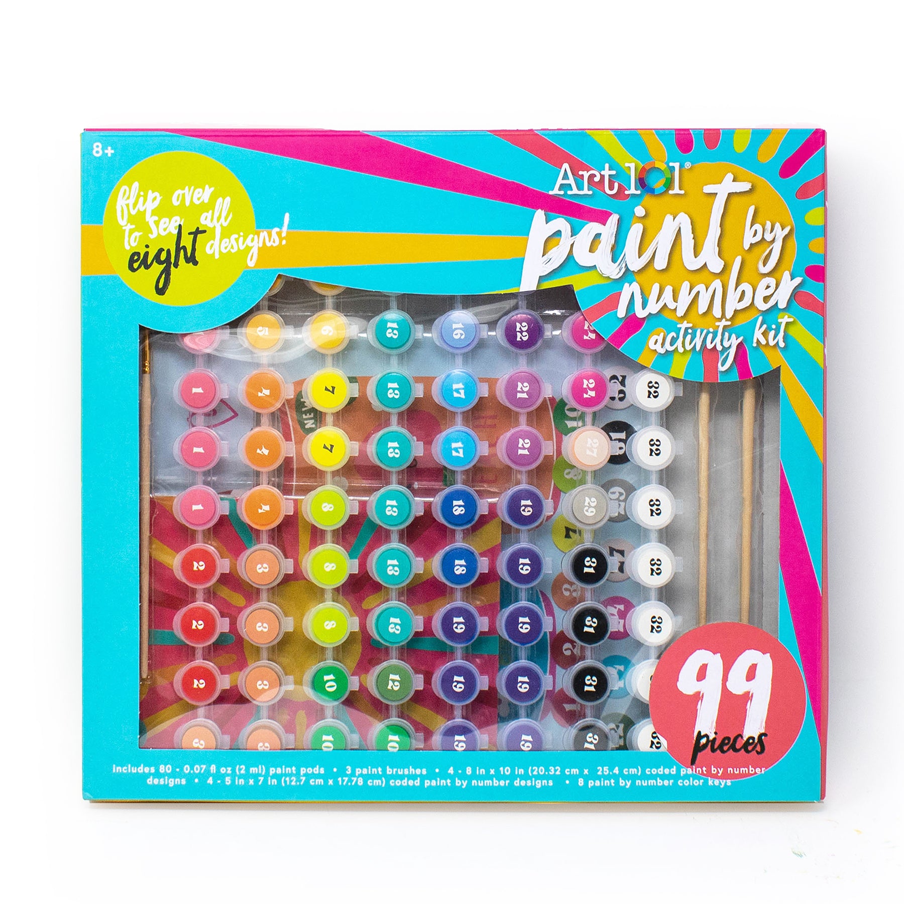 Art 101 Trendy Paint by Number Kit - 99 Piece Deluxe Art Set for Adults & Beginners | DIY Home Decor, Stress Relief & Creative Gift Idea