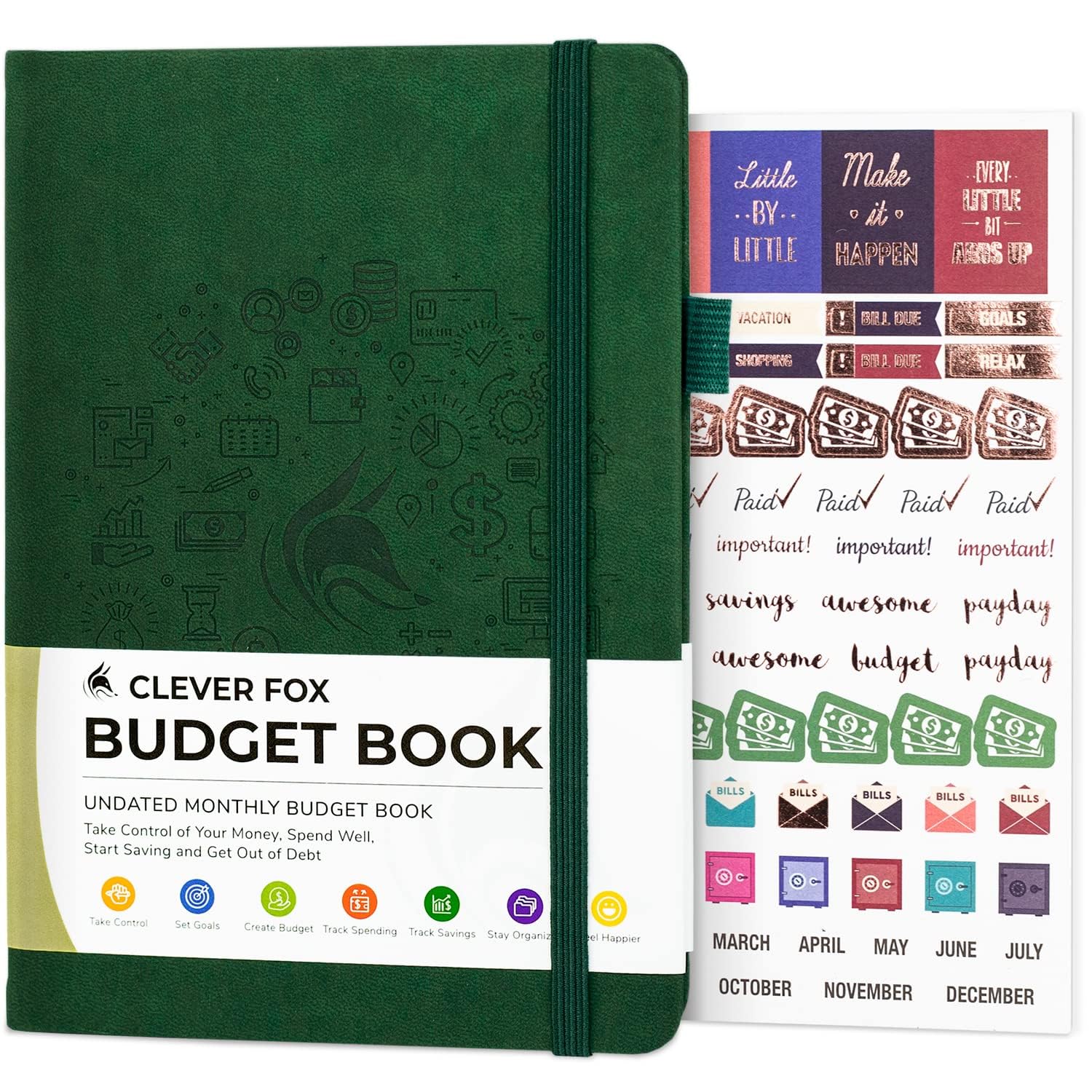 Clever Fox Budget Planner – Monthly Expense Tracker & Financial Organizer Notebook for Money Management | Compact Moss Green Budget Book for Personal Finance, Savings Goals & Bill Tracking (Home/Office/Travel Use)