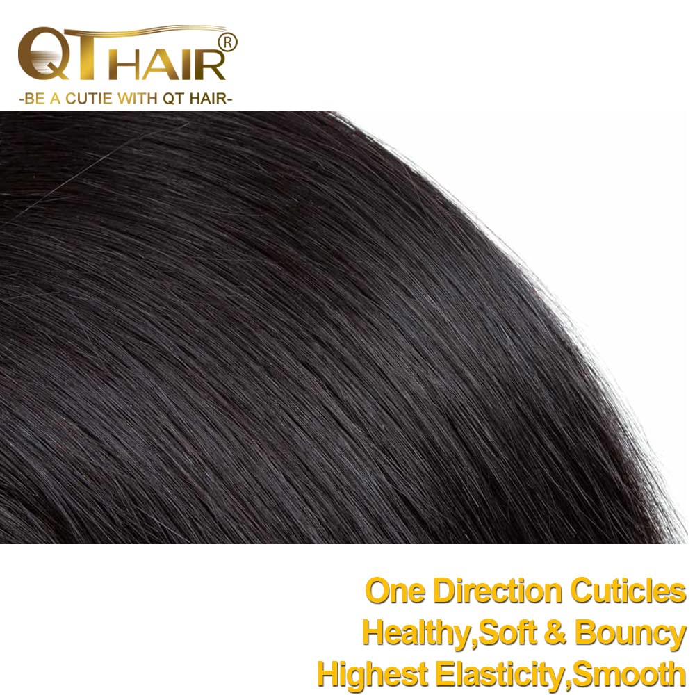 QTHAIR 14A Brazilian Virgin Hair Straight Human Hair Bundles - 14