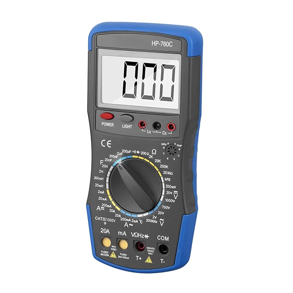 200mV~1000V Digital Multimeter - Manual Range Voltage Ampere Resistance Tester with Temperature Measurement for Home, Automotive & Electrical Repairs