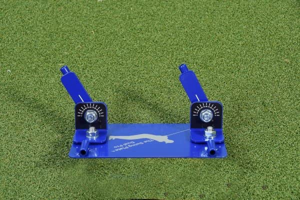 Pro Golf Swing Training Aid - Dual Swing Plate with Alignment Sticks & Extension Pole - Improve Swing Plane & Accuracy - Perfect for Driving Range & Home Practice - InTheHoleGolf