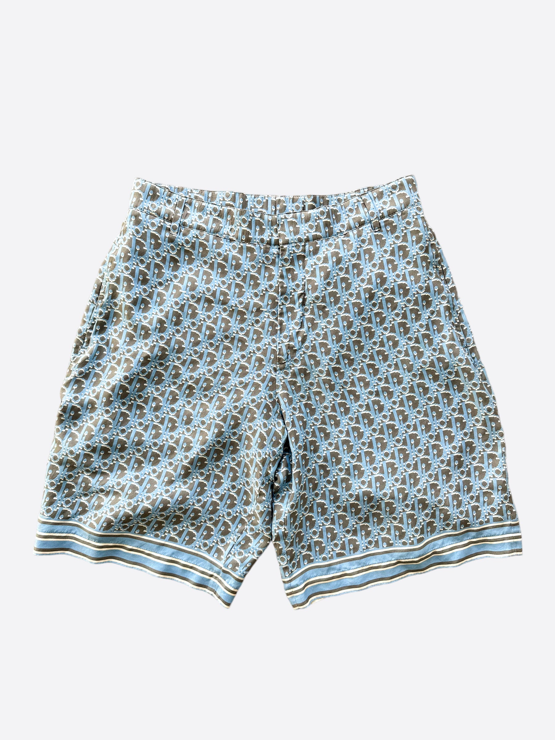 Dior Black & Blue Oblique Bermuda Shorts for Men - Luxury Designer Casual Shorts | Perfect for Summer, Beach & Vacation Outfits