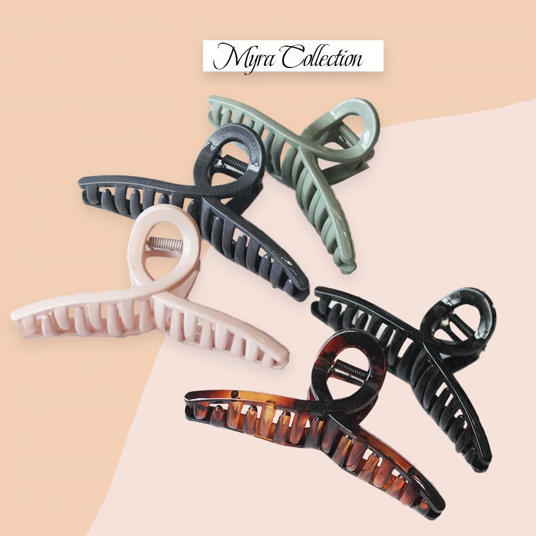 Myra Collection 5-Piece Large Hair Claw Clips - Simple & Elegant Hair Accessories for Women & Girls - Perfect for Updos, Ponytails and Everyday Hairstyles