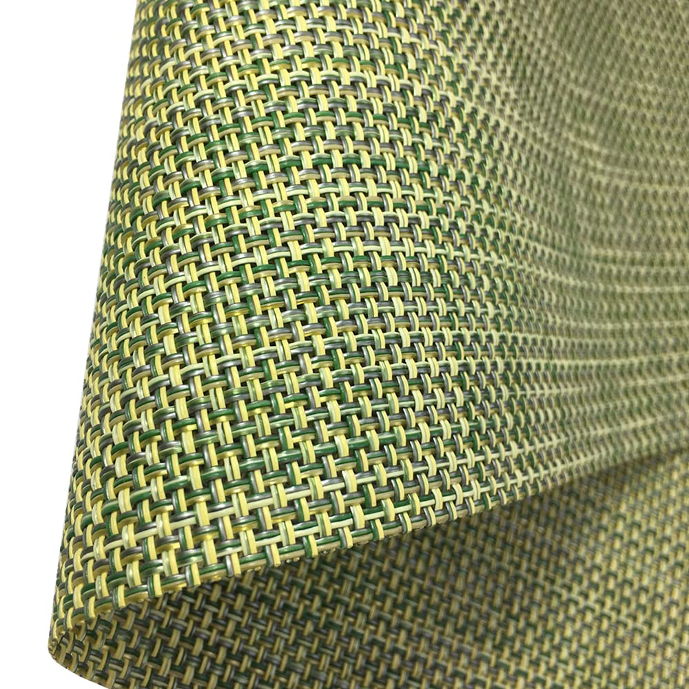 WAZAIGUR Crisscross Woven Vinyl Placemats Set of 4 - Non-Slip, Heat Resistant & Easy to Clean Table Mats for Kitchen, Dining Room - Green and Yellow - Perfect for Everyday Meals, Dinner Parties & Holiday Gatherings