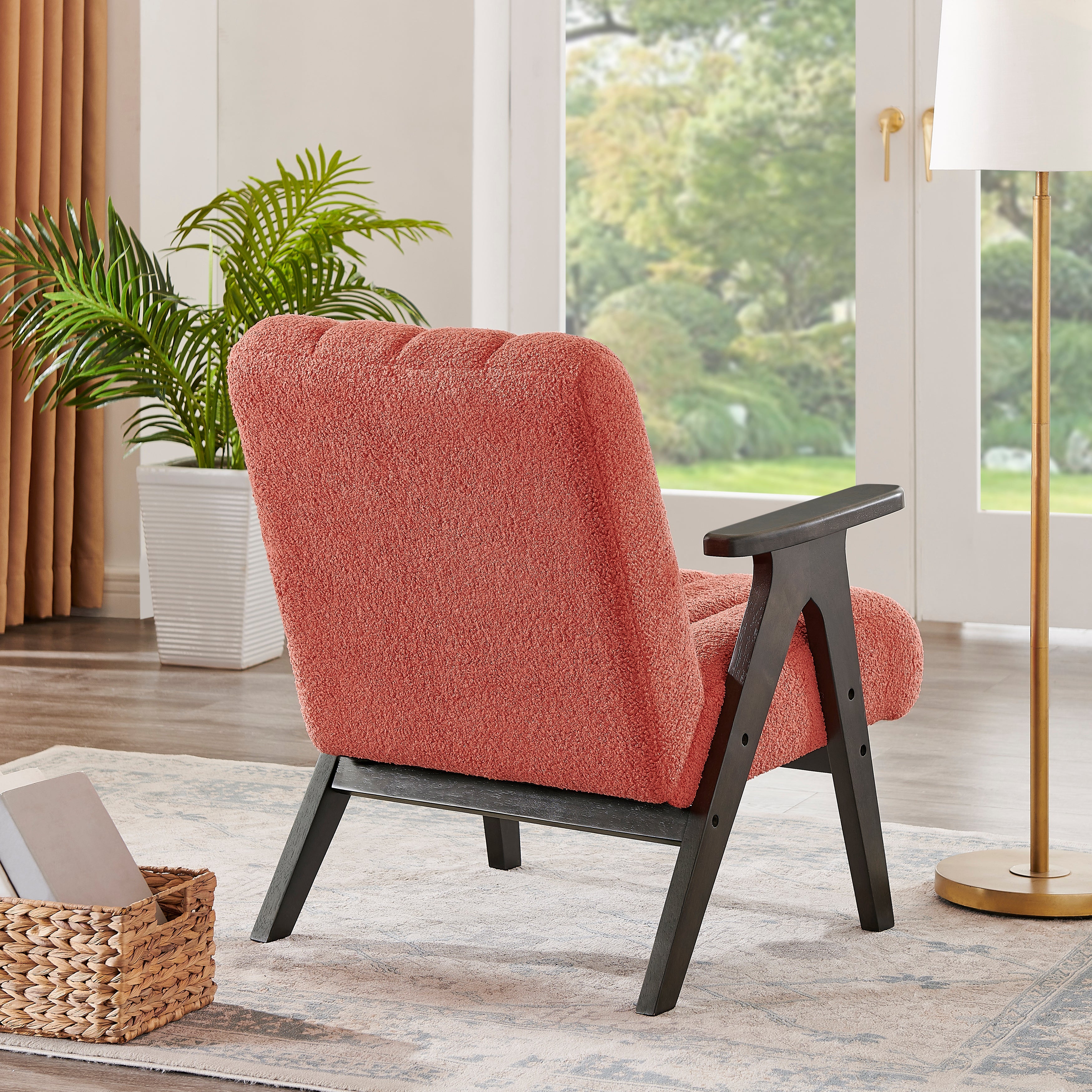Roundhill Furniture Rella Modern Accent Chair with Espresso Wood Frame - Stylish Living Room Seating for Home Office, Lounge & Bedroom Decor