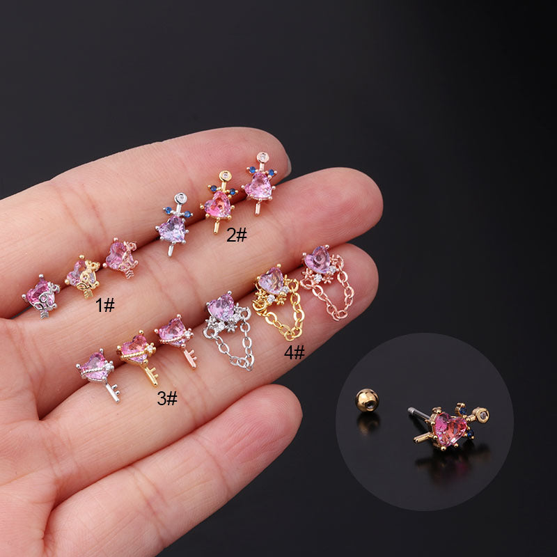 20G Cartilage Stud Earrings - Anime Inspired Tourmaline Earrings for Women | HSPJ318 | Perfect for Daily Wear, Cosplay & Gift Giving