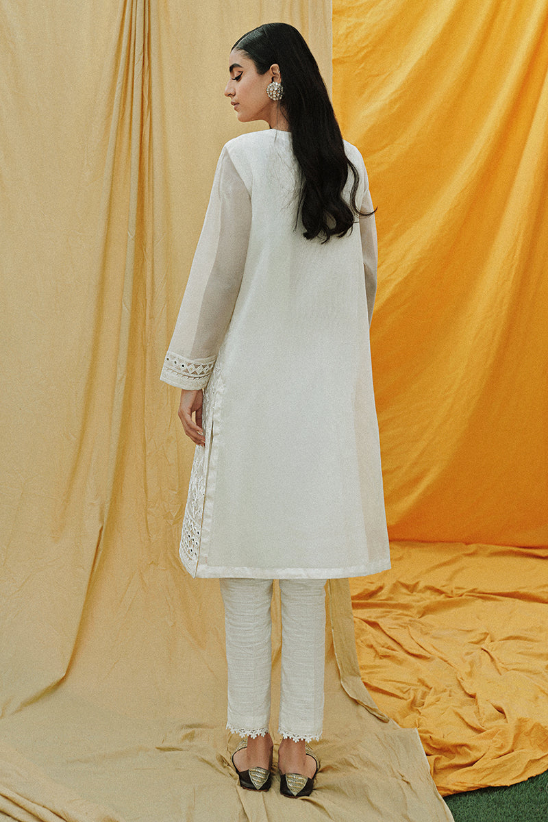 Ivory Glaze Embroidered Shirt for Women - Elegant Floral Design, Breathable Cotton, Casual & Party Wear - Perfect for Office, Date Night & Special Occasions