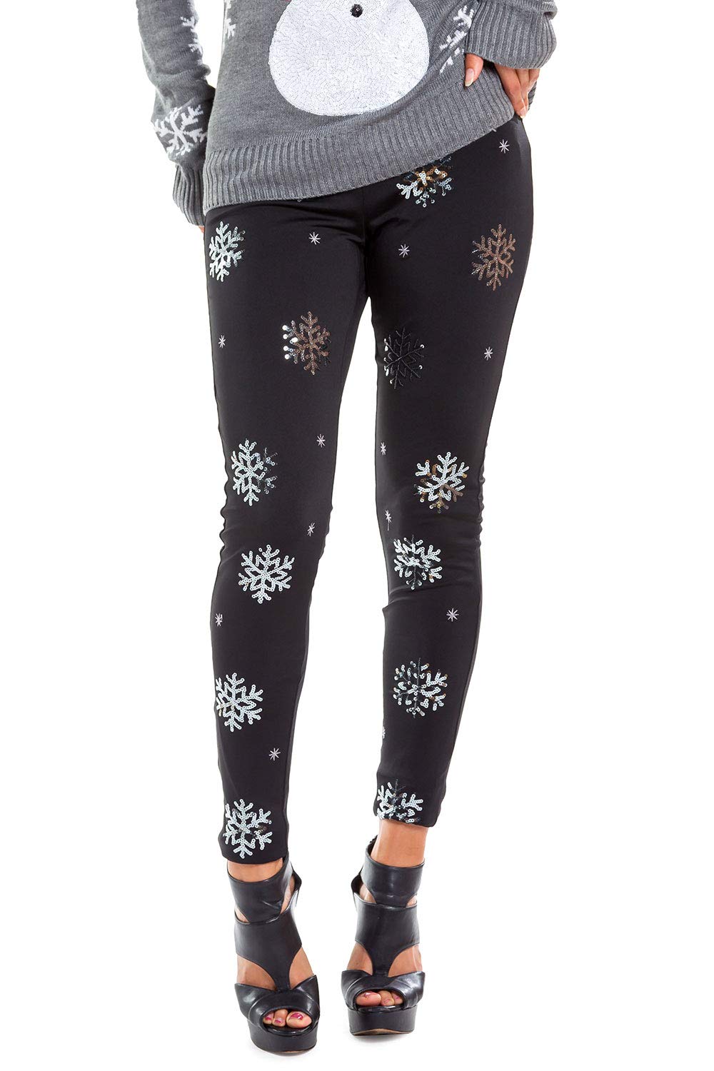 Tipsy Elves Women's Shiny Sequin Leggings - Sparkly Party Pants for Christmas, New Year & Festive Occasions | Perfect for Holiday Outfits, Club Wear & Special Events