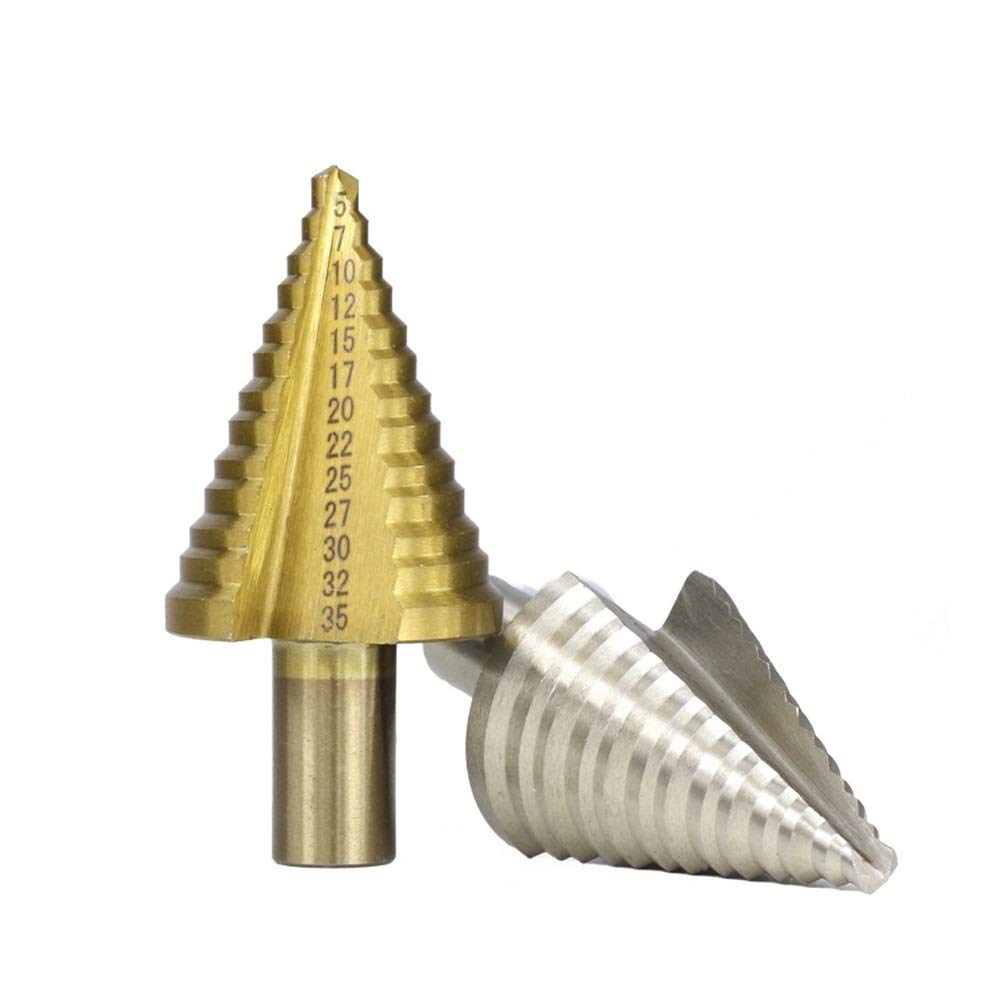 5-35mm HSS Step Drill Bit Set, TiN Coated Cone Shank for Wood & Metal - Perfect for DIY Projects, Home Repairs & Professional Metalworking
