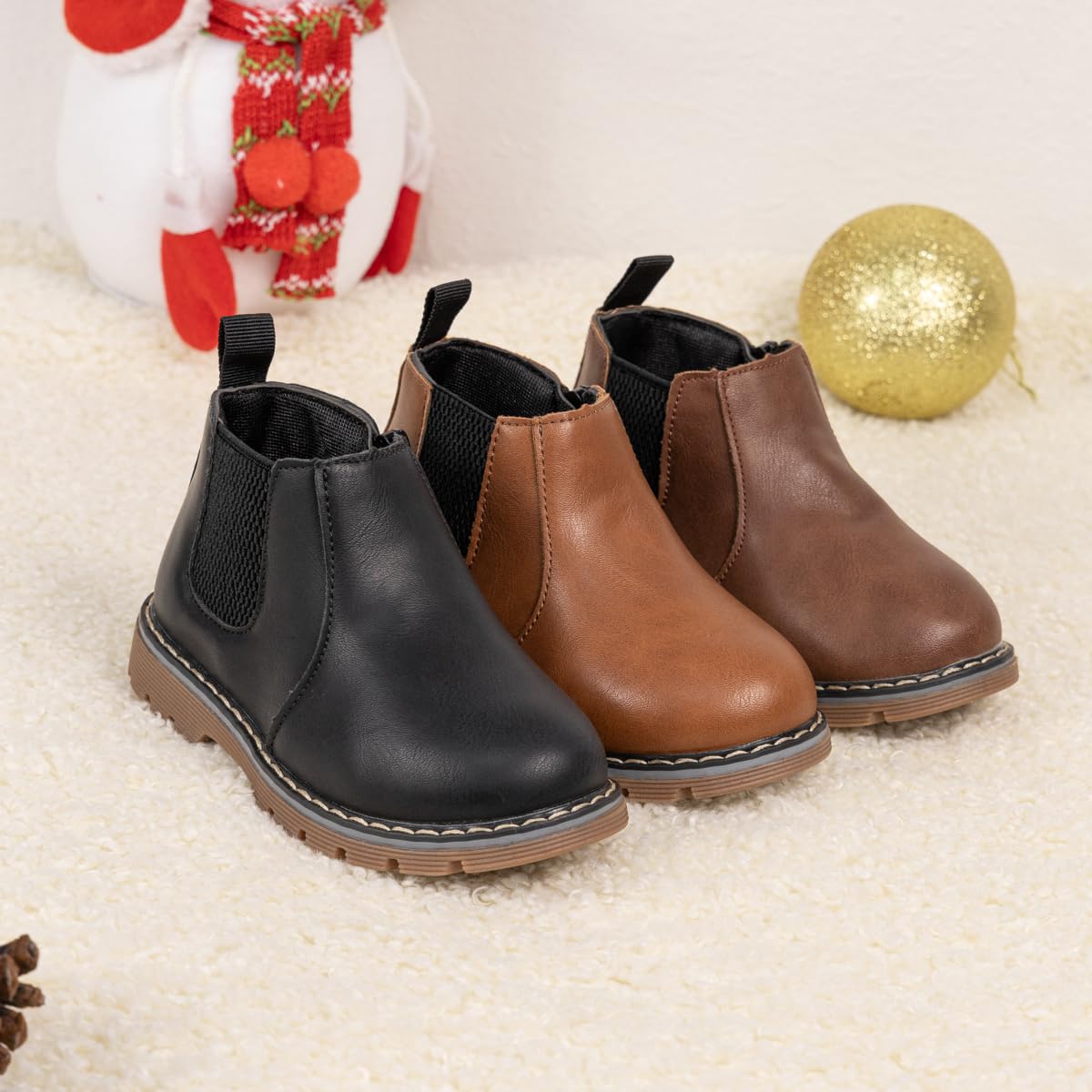 **Miamooi Toddler Girls & Boys Waterproof Leather Combat Ankle Boots - Comfortable Chelsea Fall Booties for Outdoor Play, School & Daily Wear (Toddler/Little Kid)**    *Perfect for rainy days, playground adventures, and stylish everyday outfits!*