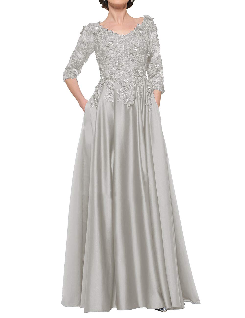 Elegant Mother of The Bride Dress with Appliques - Long Evening Gown for Weddings, Prom & Formal Events - Half Sleeve Formal Dress for Women - Perfect for Weddings, Galas & Special Occasions