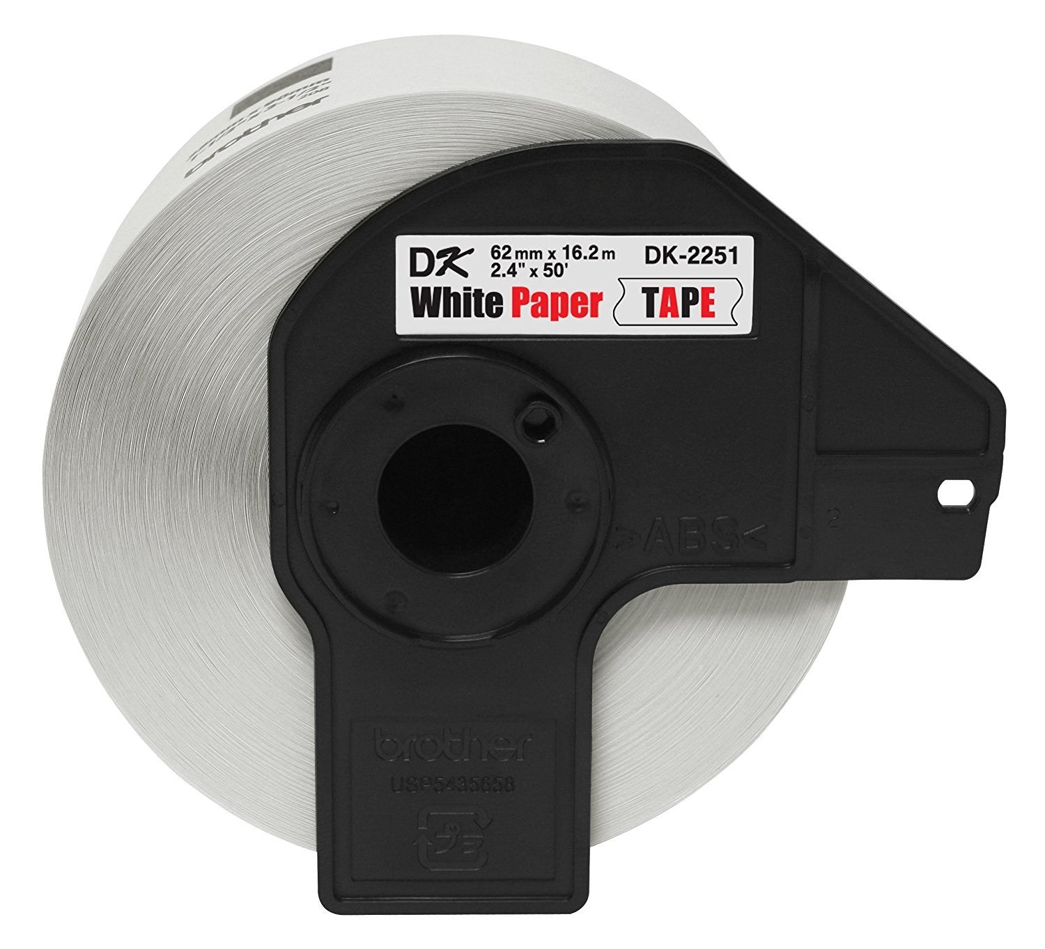 Brother DK2251 Continuous Length Black/Red on White Paper Tape - Ideal for Labeling, Shipping, and Office Organization