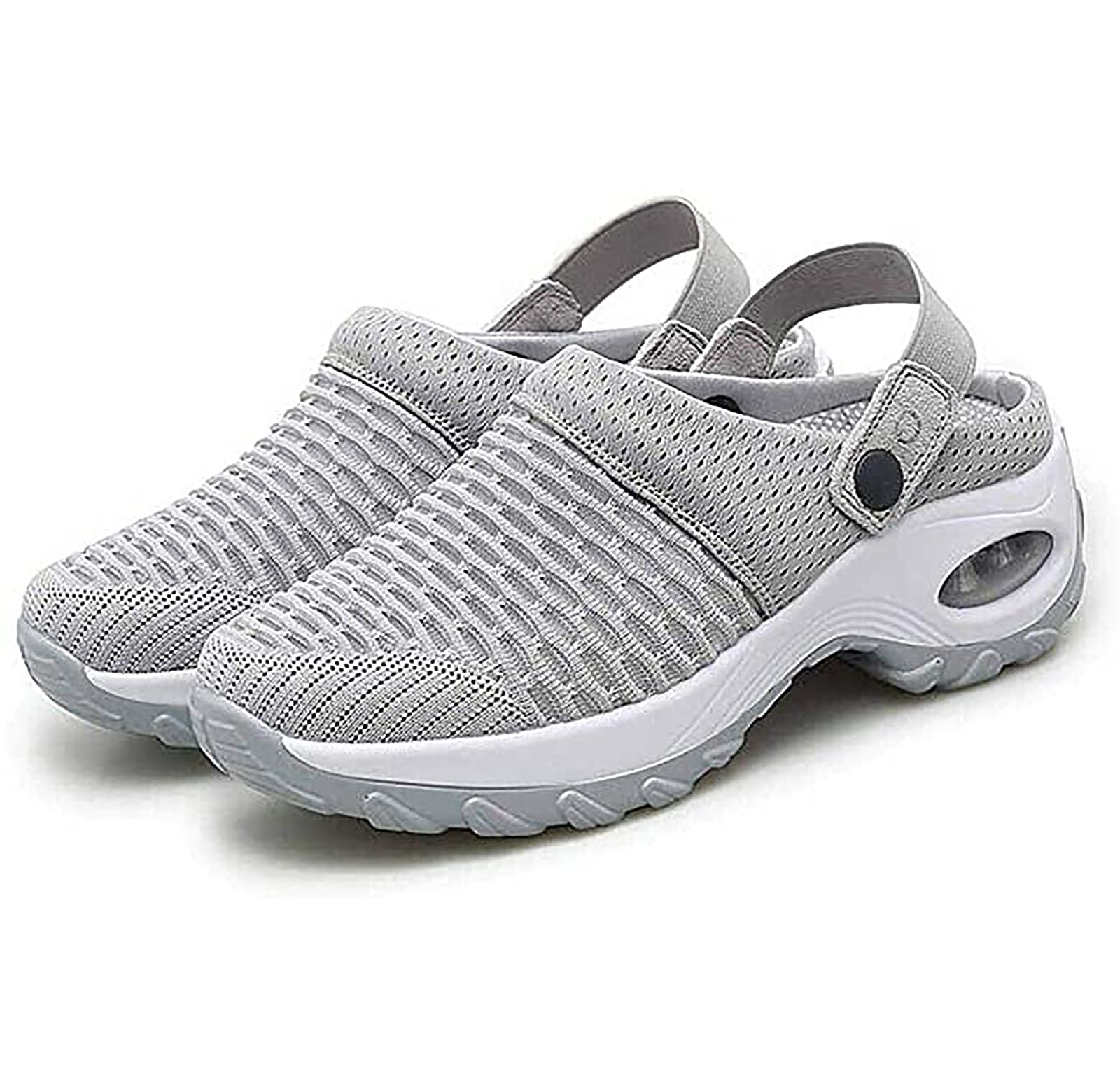 Women's Breathable Mesh Walking Mules - Slip On Sneakers with Round Toe & Backless Design | Comfortable Closed Toe Loafers & Boat Shoes for Women | Gray Size 38 | Perfect for Casual Wear, Office, Travel & Everyday Comfort