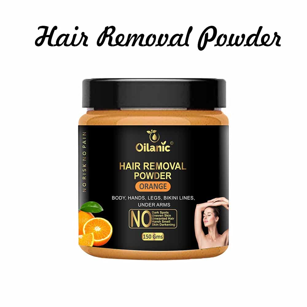 Oilanic Orange Hair Removal Powder 150g - Natural & Gentle Depilatory for Smooth Skin - Perfect for Legs, Arms, Bikini Line & Facial Hair Removal