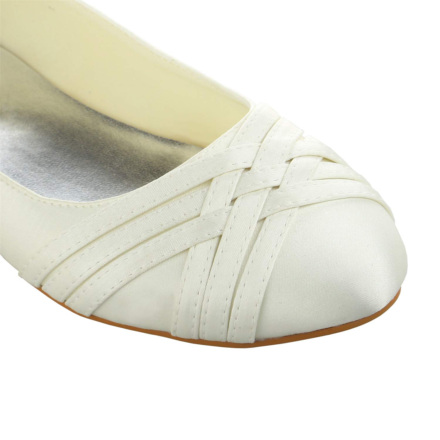 JIAJIA 5374 Women's Bridal Shoes - Elegant Closed Toe Satin Wedding Flats with Ruffles for Bride, Bridesmaids & Formal Occasions | Perfect for Church Ceremonies, Receptions & Special Events