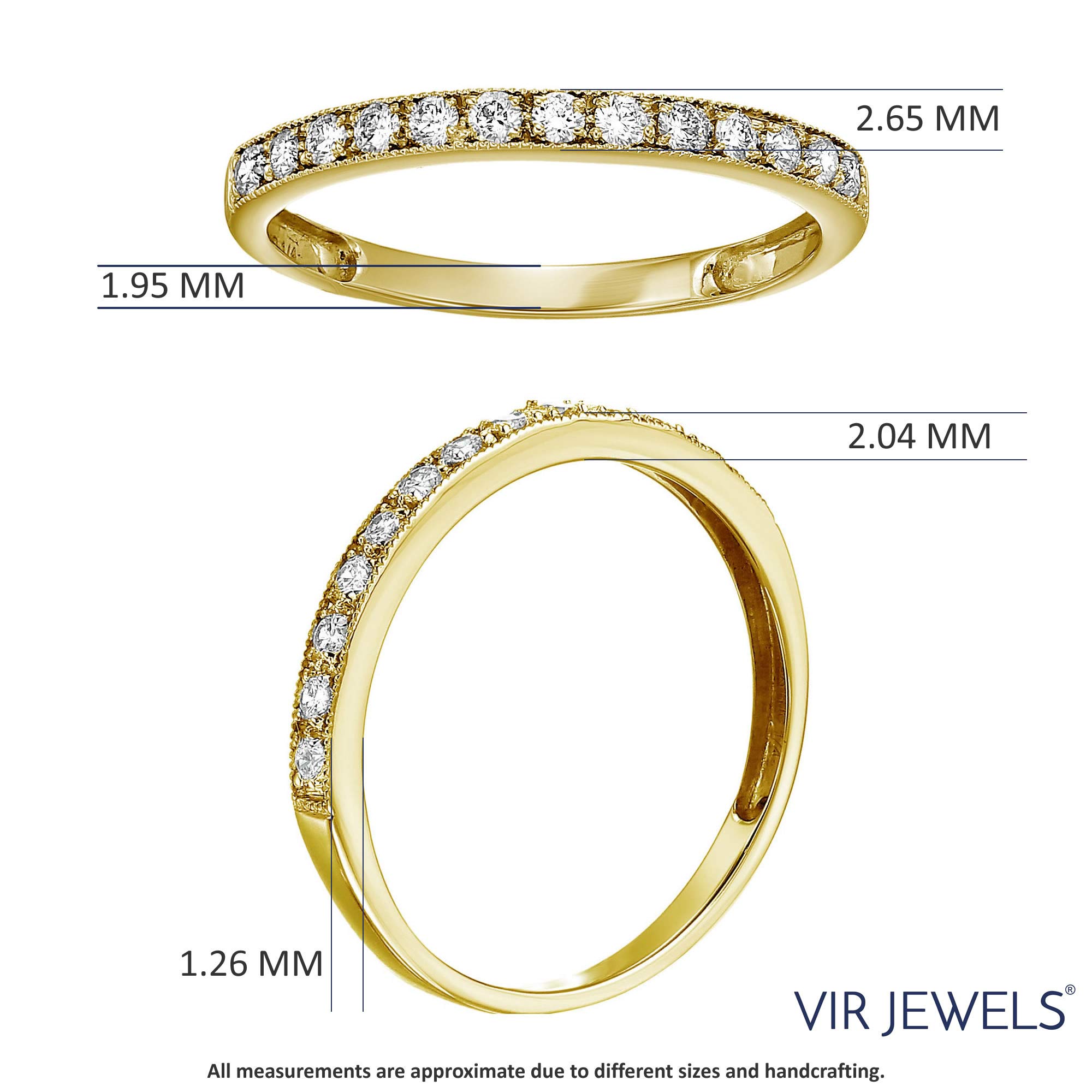 1/5 cttw to 1 cttw Diamond Wedding Band for Women - 14K Gold Milgrain Engagement Ring with Prong Setting, Size 4.5-10 | Perfect for Bridal Jewelry, Anniversary Gifts & Special Occasions