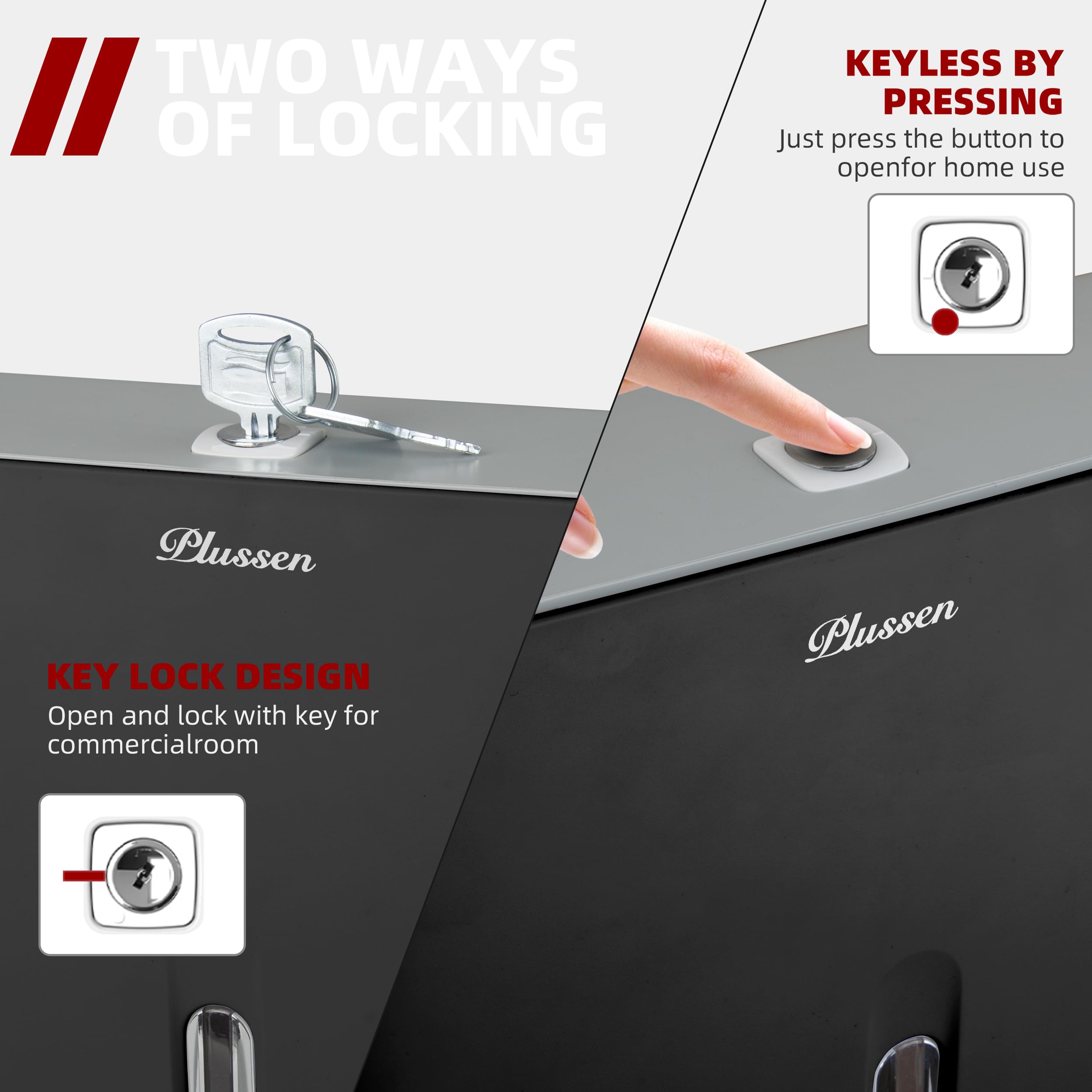 Commercial Wall Mount Paper Towel Dispenser with Key Lock - Compact Multifold Hand Towel Holder for Bathroom, Office & Kitchen - Durable Black Design for High-Traffic Areas & Hygiene Stations