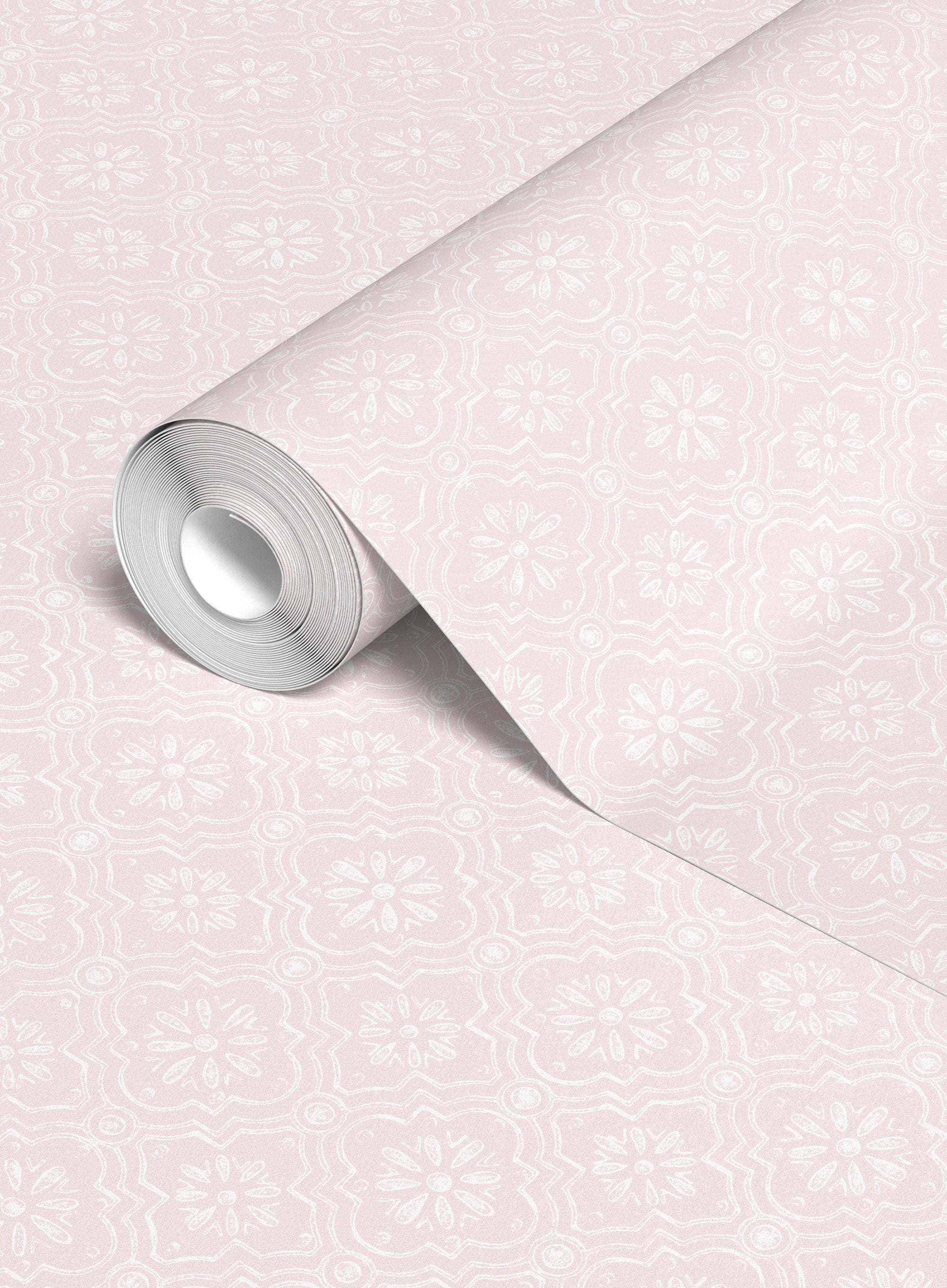 Daphne Wallpaper - Soft Pink Floral Peel and Stick Wallpaper for Bedroom, Nursery, Living Room Decor | Easy to Install & Removable