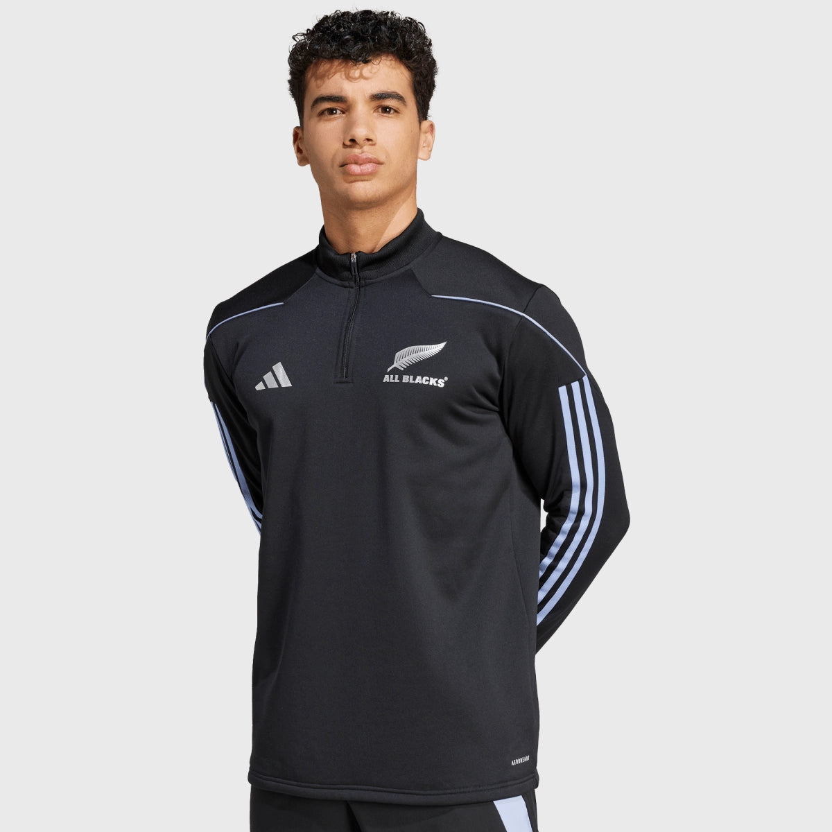Adidas All Blacks Fleece Jacket - Black/Blue Spark - Warm & Comfortable Rugby Training Wear for Men - Perfect for Cold Weather & Outdoor Sports