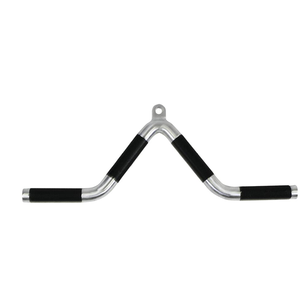 TKO Multi-Purpose V-Shaped Chrome Bar with Polyurethane Round Grip - Perfect for Home Gym, Strength Training & Weightlifting Workouts