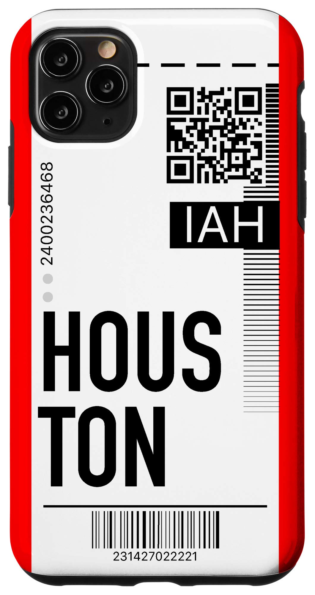 iPhone 11 Pro Max Houston Air Flight Ticket Phone Case - Red Boarding Pass Design for Travel & City Exploration