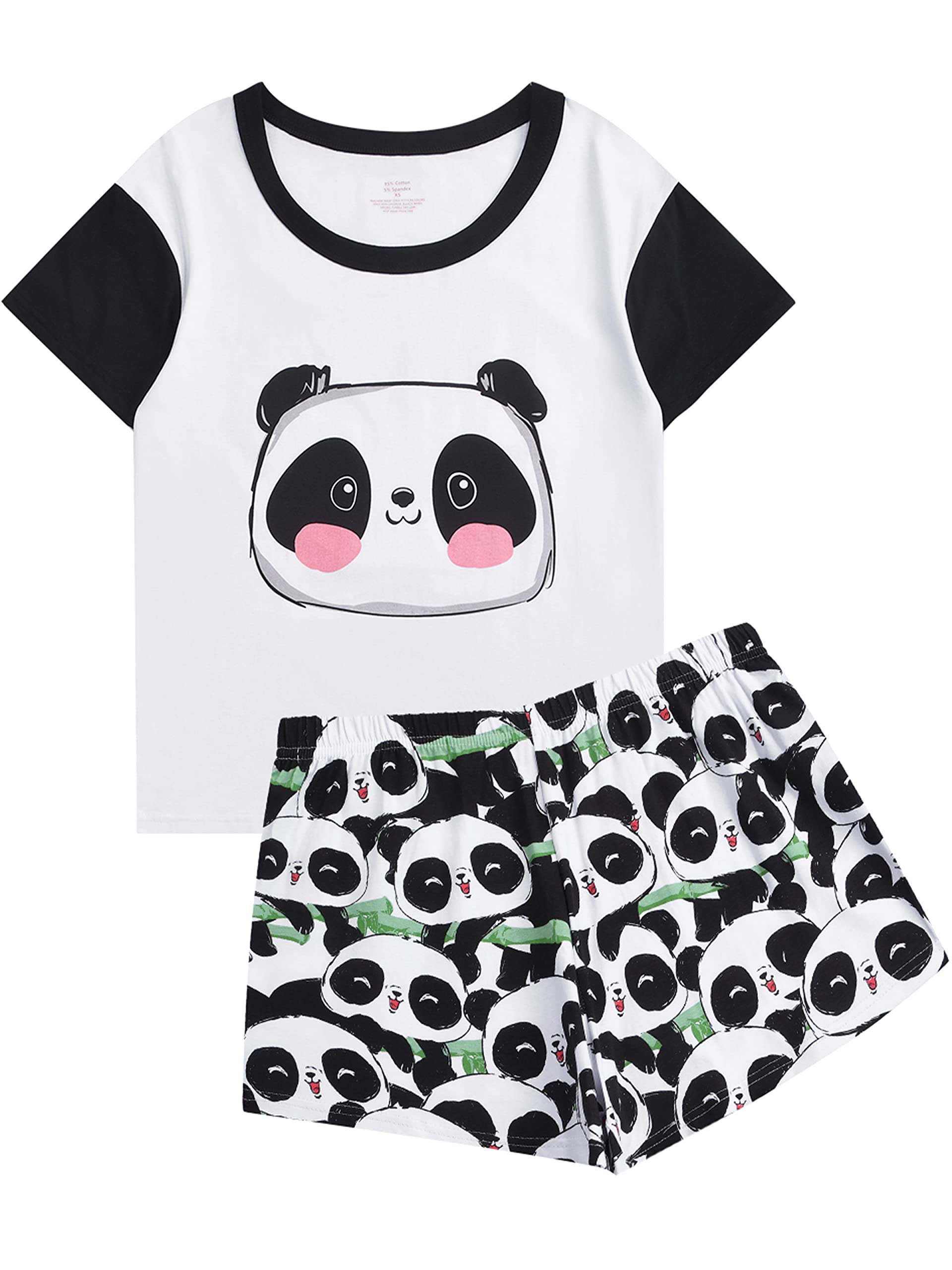 **ABeCue Women's Cute Cartoon Pajama Set - Short Sleeve Tee & Shorts for Sleepwear, Lounge & Vacation | Soft & Comfortable Sleep Outfit**