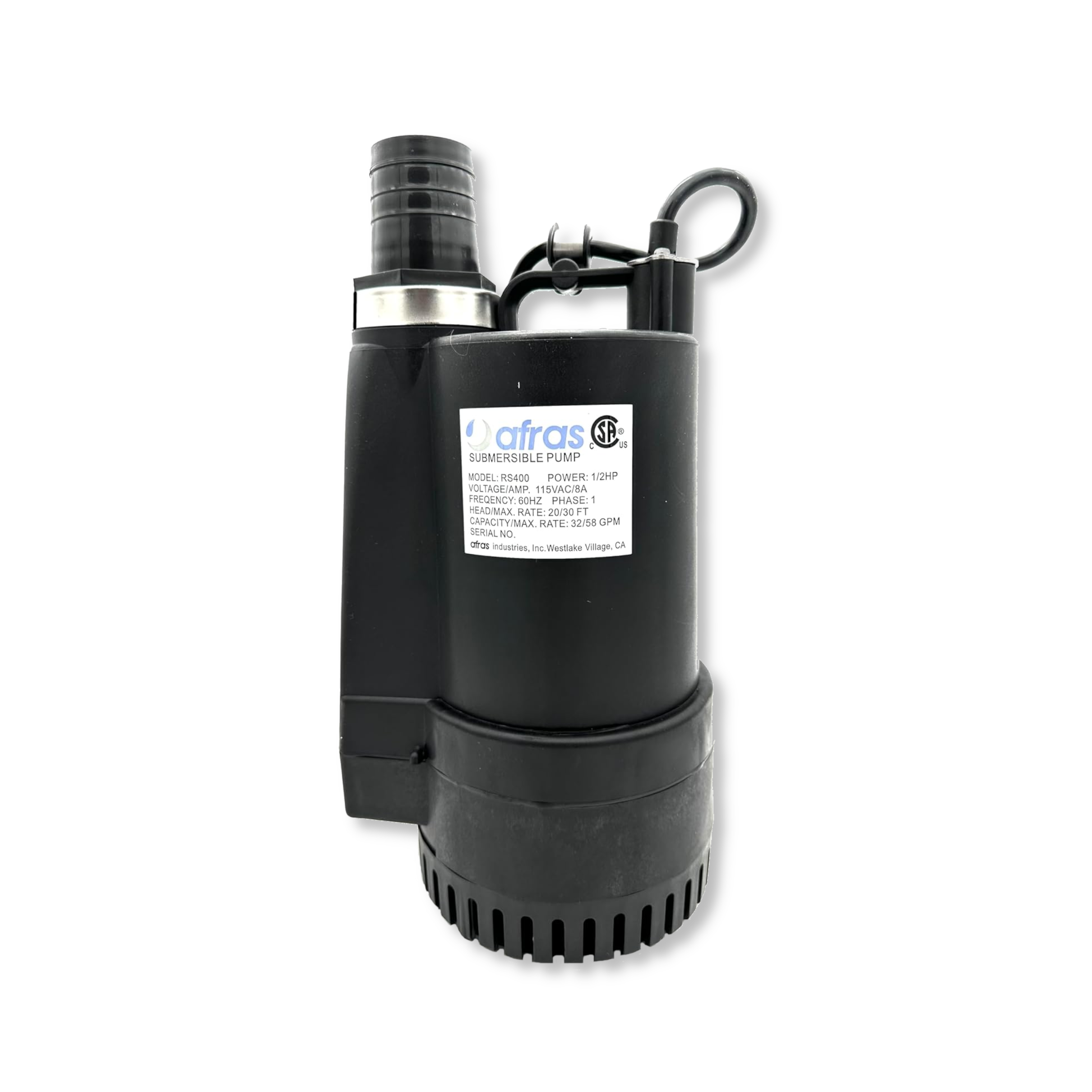 Afras RS400 1/2HP Submersible Pool Pump - High Efficiency Water Pump for Inground & Above Ground Pools, Spas, Fountains - Quiet Operation, Energy Saving Design