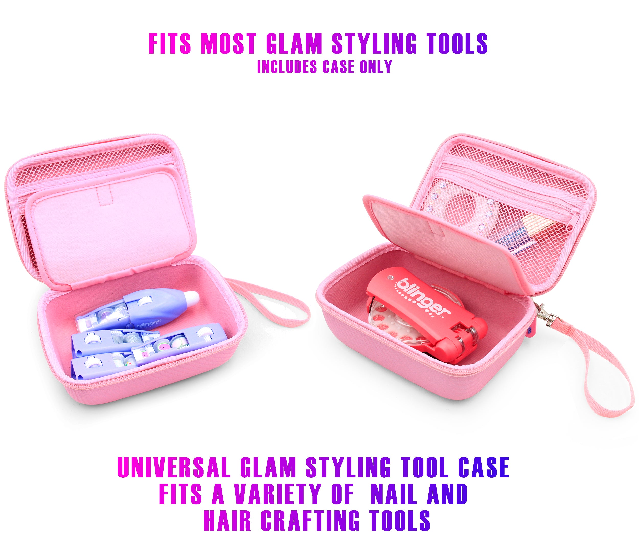 CASEMATIX Travel Case with Wrist Strap for Blinger Deluxe Set - Storage Organizer for Hair Jewels, Nail Gems & Children's Accessories - Perfect for Travel, Parties & DIY Beauty Projects
