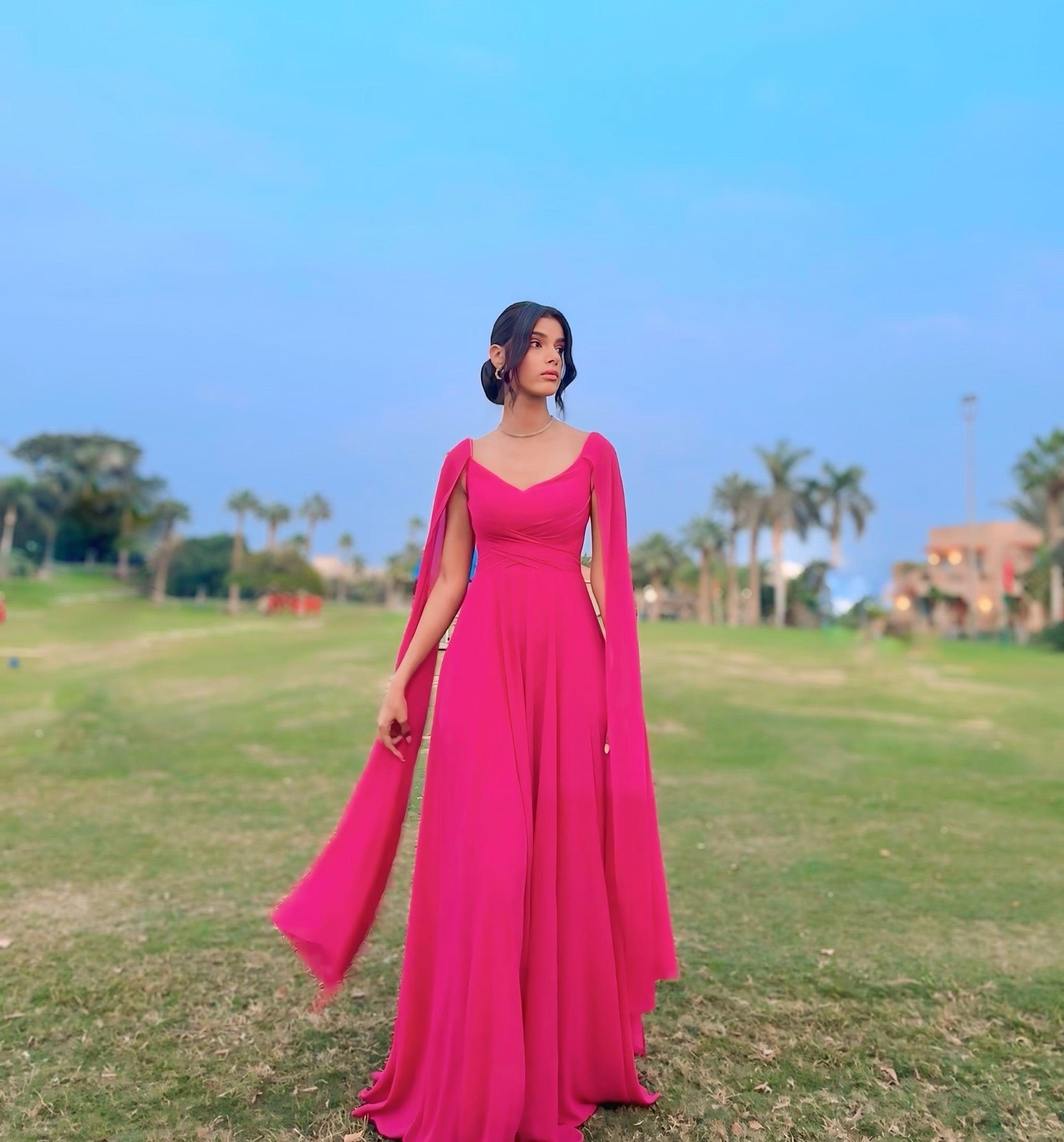 Elegant Hot Pink A-Line Chiffon Prom Dress for Wedding Guest - J6195 | Perfect for Homecoming, Formal Events & Special Occasions