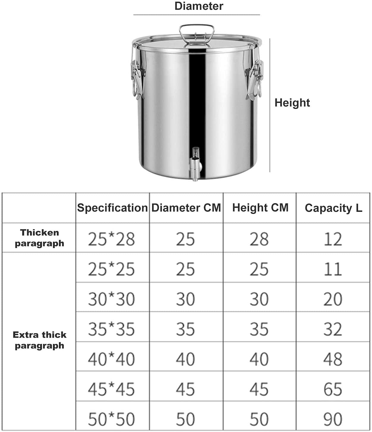 Premium 304 Stainless Steel Oil Barrel - 20L Thickened Sealed Container for Milk, Beer Brewing, Maple Syrup & Cooking | Durable Stainless Steel Cookware for Home Brewing, Restaurant & Commercial Use
