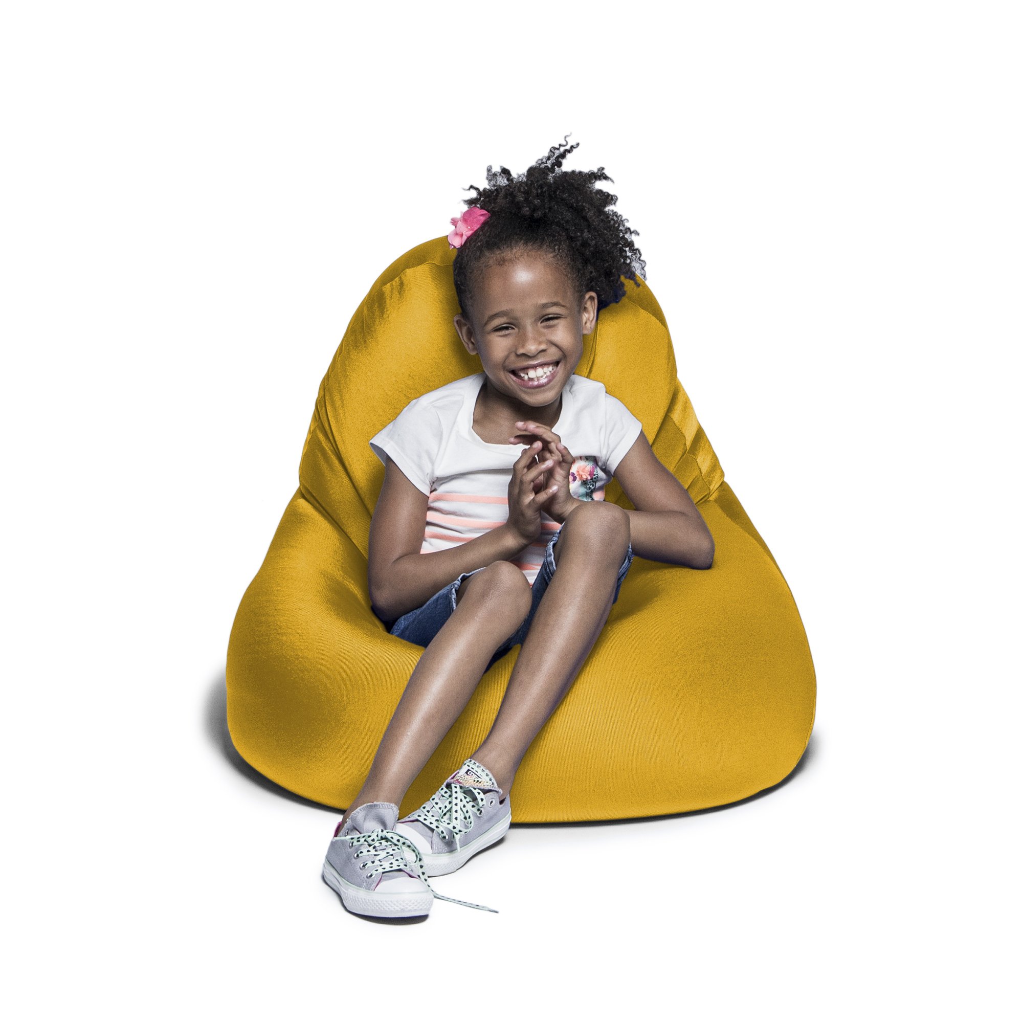 Jaxx Nimbus Kids Spandex Bean Bag Chair - Soft & Comfortable Gold Lounge Seat for Children's Room, Playroom, or Dorm - Perfect for Reading, Gaming & Relaxing