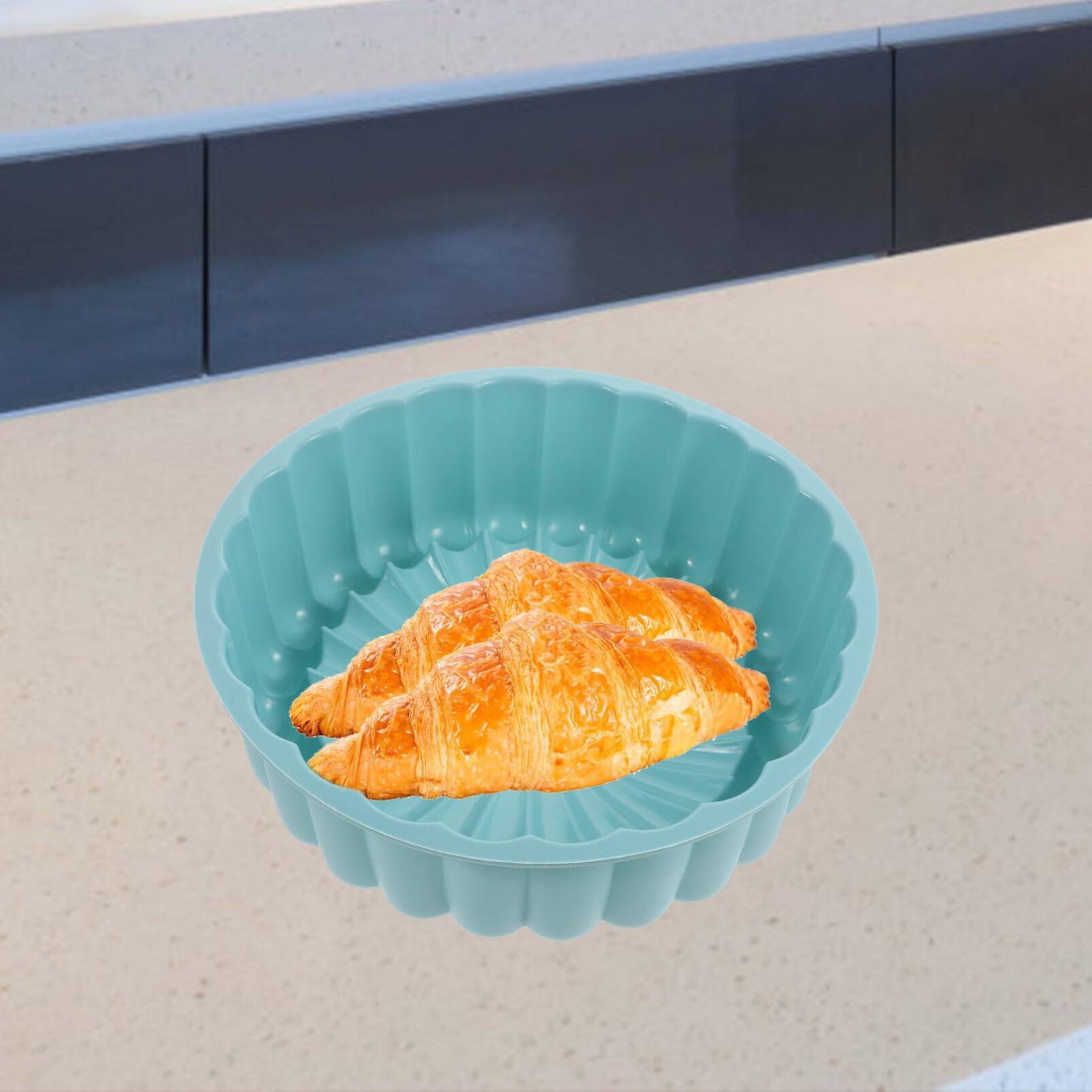 Premium Food-Grade Silicone Round Cake Pan (Sky Blue) - Non-Stick Baking Mold for Cakes, Bread, Desserts & Ice Cream | Perfect for Home Baking, Party Treats & Professional Kitchen Use