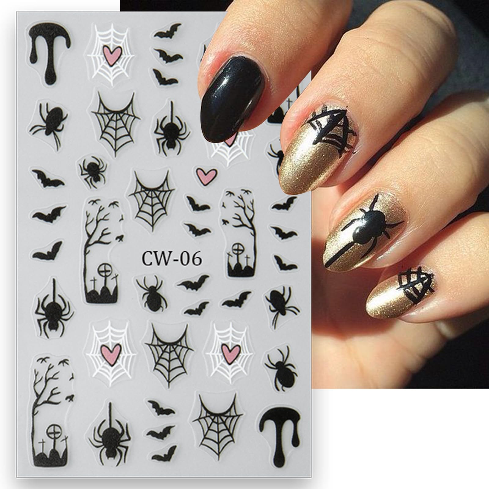 5D Ghost Nail Stickers - Halloween Nail Art Decals for Women, Party & Manicure
