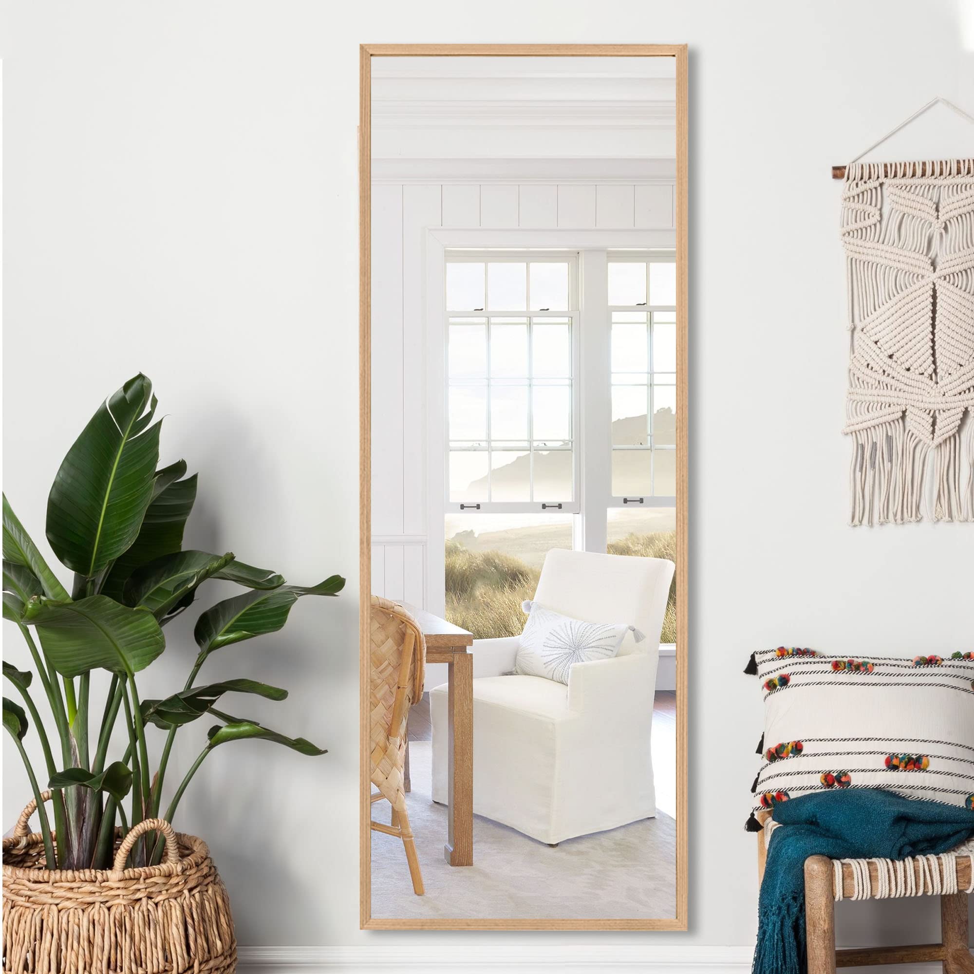 MIRUO 63x20 Inch Full Length Mirror - Wall Mounted & Floor Standing Large Mirror for Living Room, Bedroom, Dressing Room - Solid Wood Frame Body Mirror for Home Decor, Outfit Check & Yoga Practice