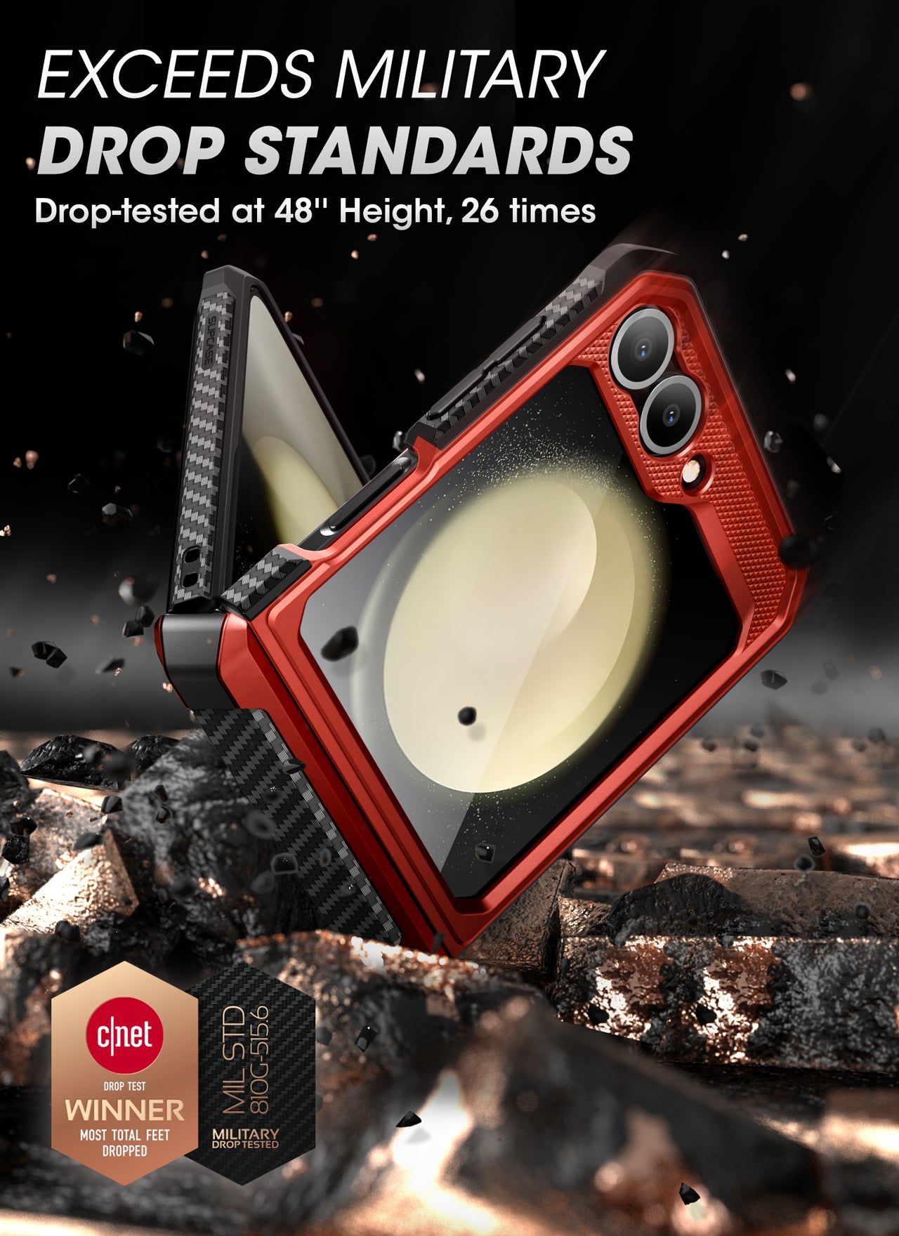 Samsung Galaxy Z Flip6 Unicorn Beetle PRO Heavy Duty Rugged Case with Belt Clip - Shockproof, Military-Grade Protection in Metallic Red - Perfect for Outdoor, Construction & Extreme Sports Use