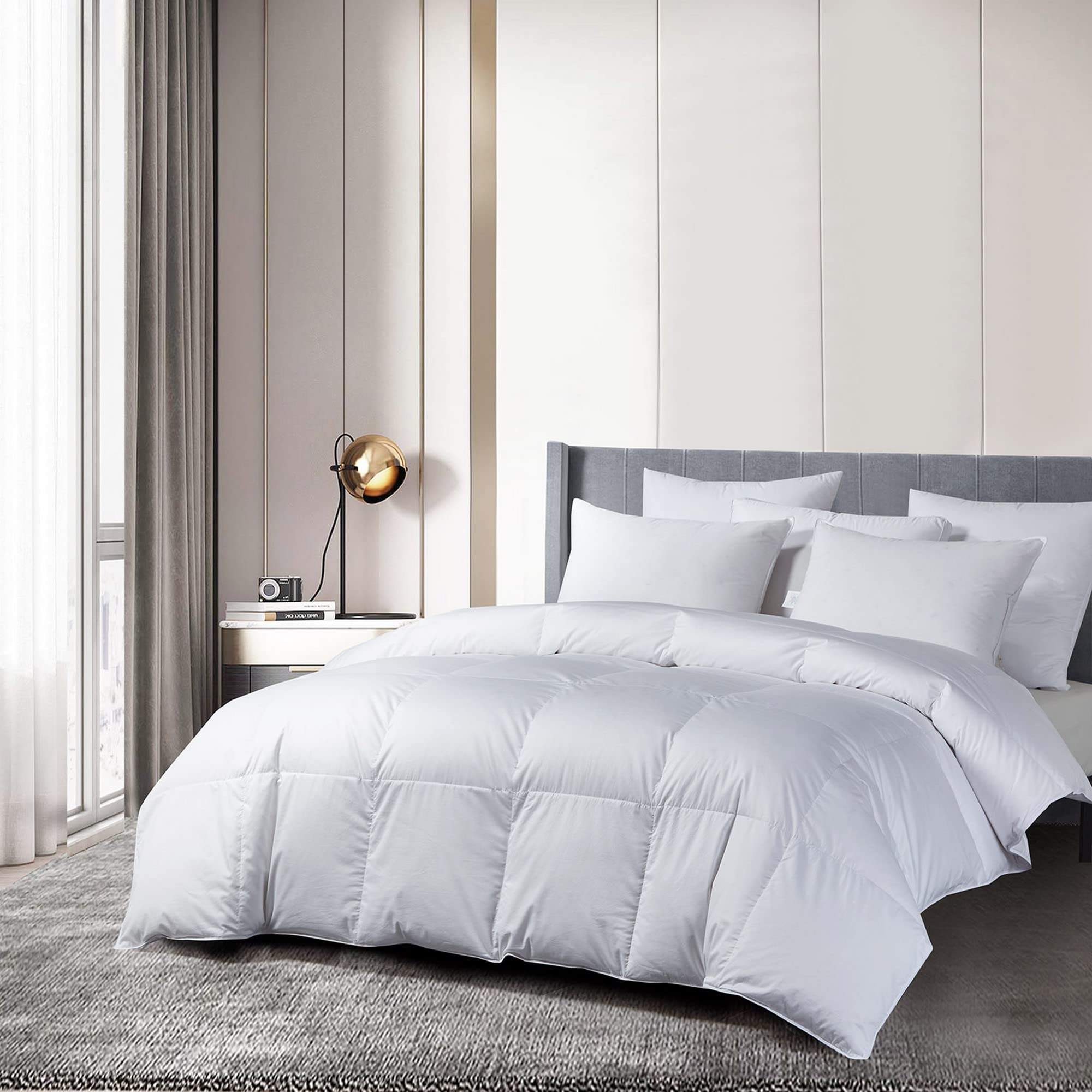 Beautyrest White Goose Down Comforter Twin Size - 650 Fill Power All-Season Fluffy Down Duvet Insert | Hypoallergenic Sateen Cotton Cover | Made in USA | Perfect for Cozy Bedroom, Guest Room & Winter Warmth