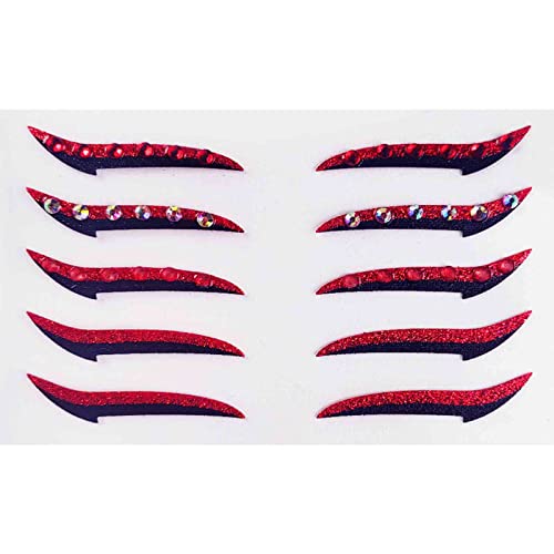 5 Pairs Self-Adhesive Diamond Eyeliner Stickers - Waterproof Instant Eye Line Strips for Cosplay, Makeup & Dress Up (Gold) | Perfect for Halloween, Parties & Special Occasions