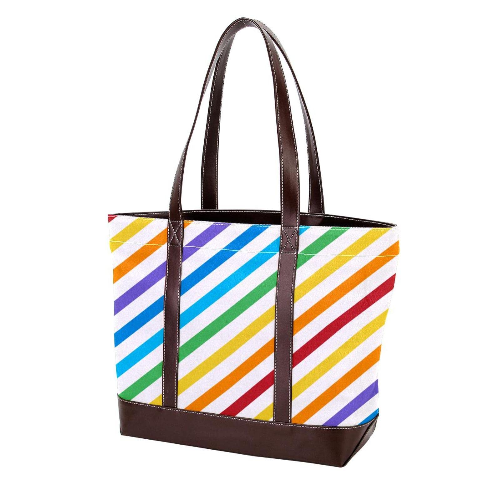Colorful Leather & Canvas Tote Bags for Women - Large Paint Print Shoulder Bag, Top Handle Hobo Purse & Satchel Handbag | Perfect for Art Supplies, Beach Trips, Shopping & Everyday Use