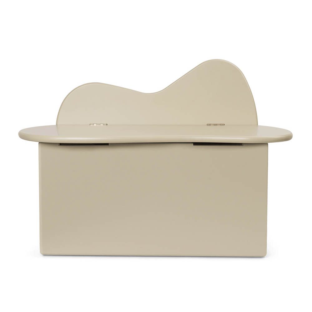 FERM LIVING Slope Storage Bench in Cashmere - Modern Entryway Bench with Hidden Storage for Hallway, Bedroom, or Living Room Organization