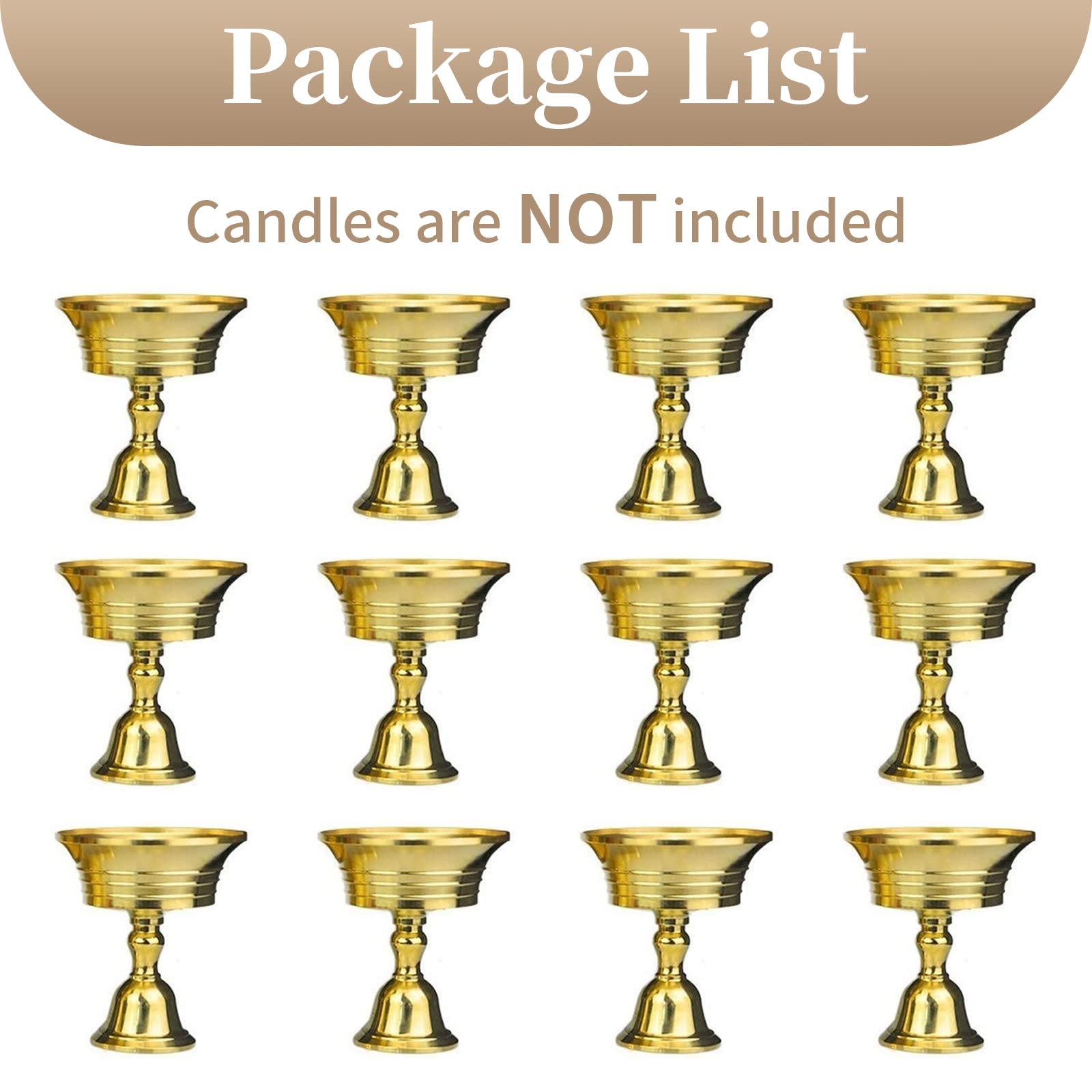 12 Pack Brass Ghee Lamp Butter Lamp Holder - Traditional Tibetan Buddhist Diyas for Diwali, Altar Offerings & Spiritual Ceremonies - Elegant Oil Candle Holders for Home Decor & Meditation Spaces