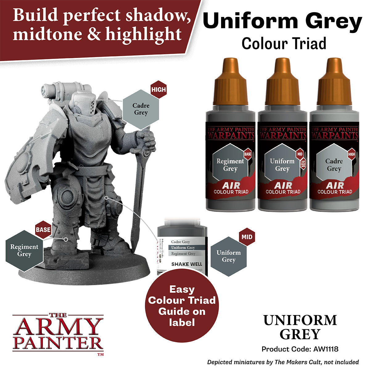 Warpaints Air Uniform Grey - Premium Matte Paint for Miniatures & Models - Perfect for War Gaming, Tabletop, and DIY Projects